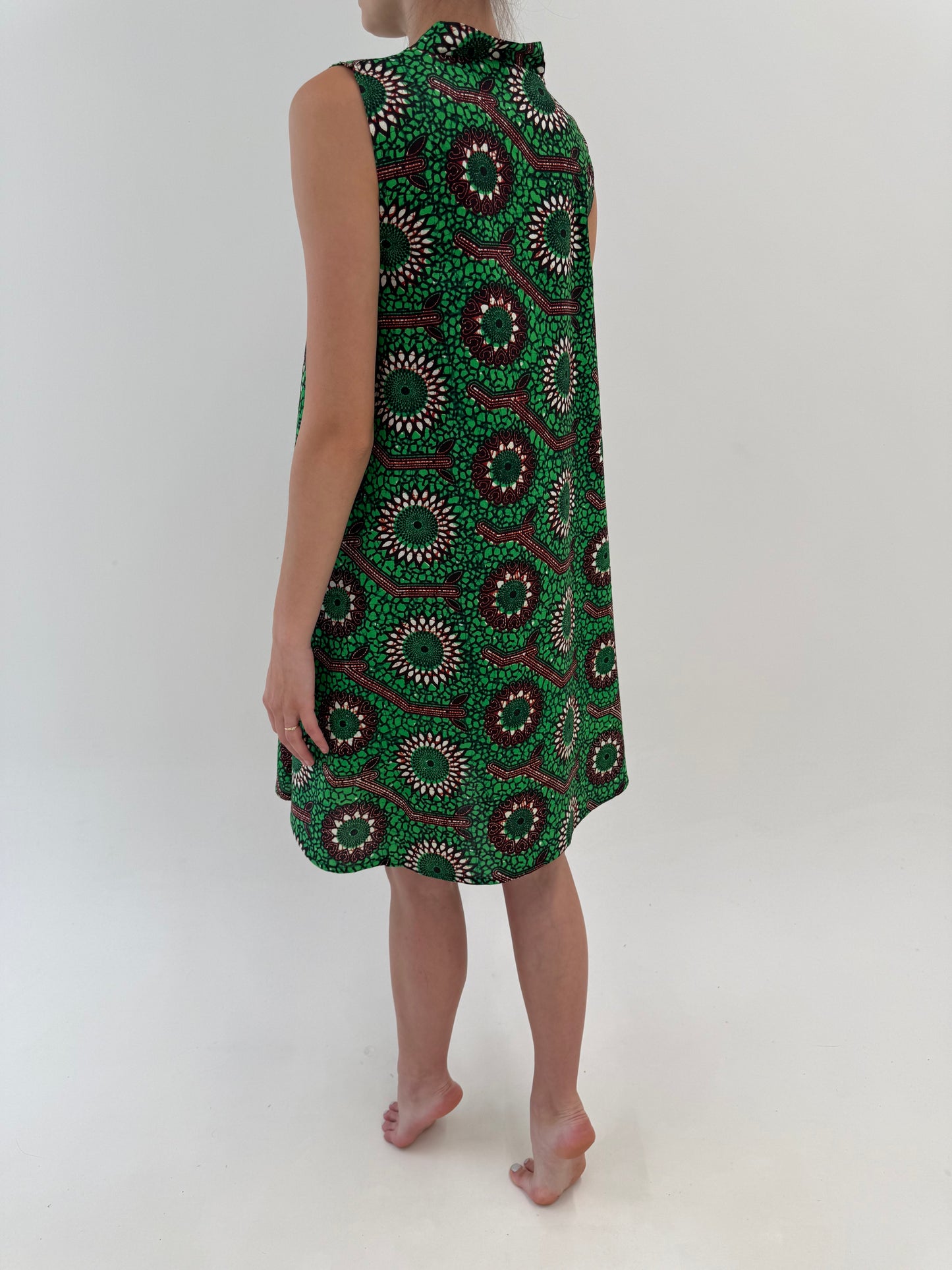 Rochie vintage din pânză de bumbac cu imprimeu manual in croi de ani 60