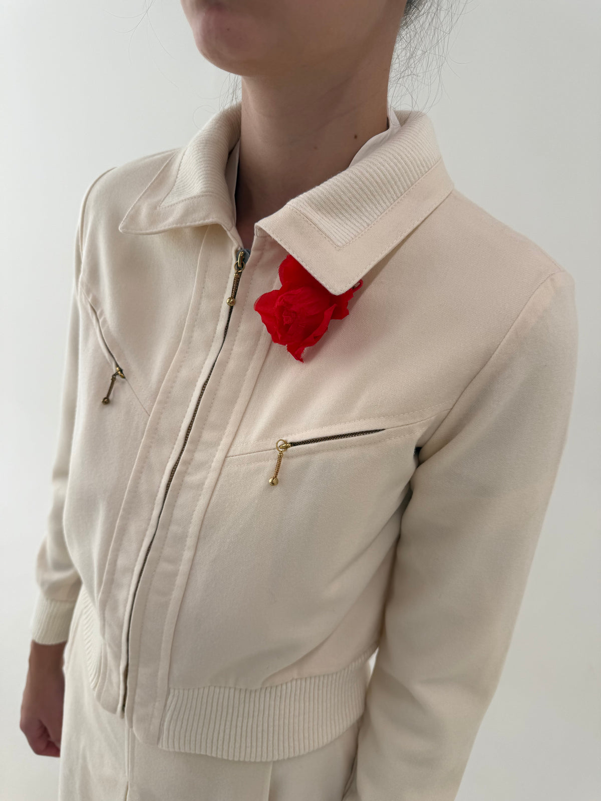 Deux piece vintage excepțional în stil Chloe vintage din lana extrafina