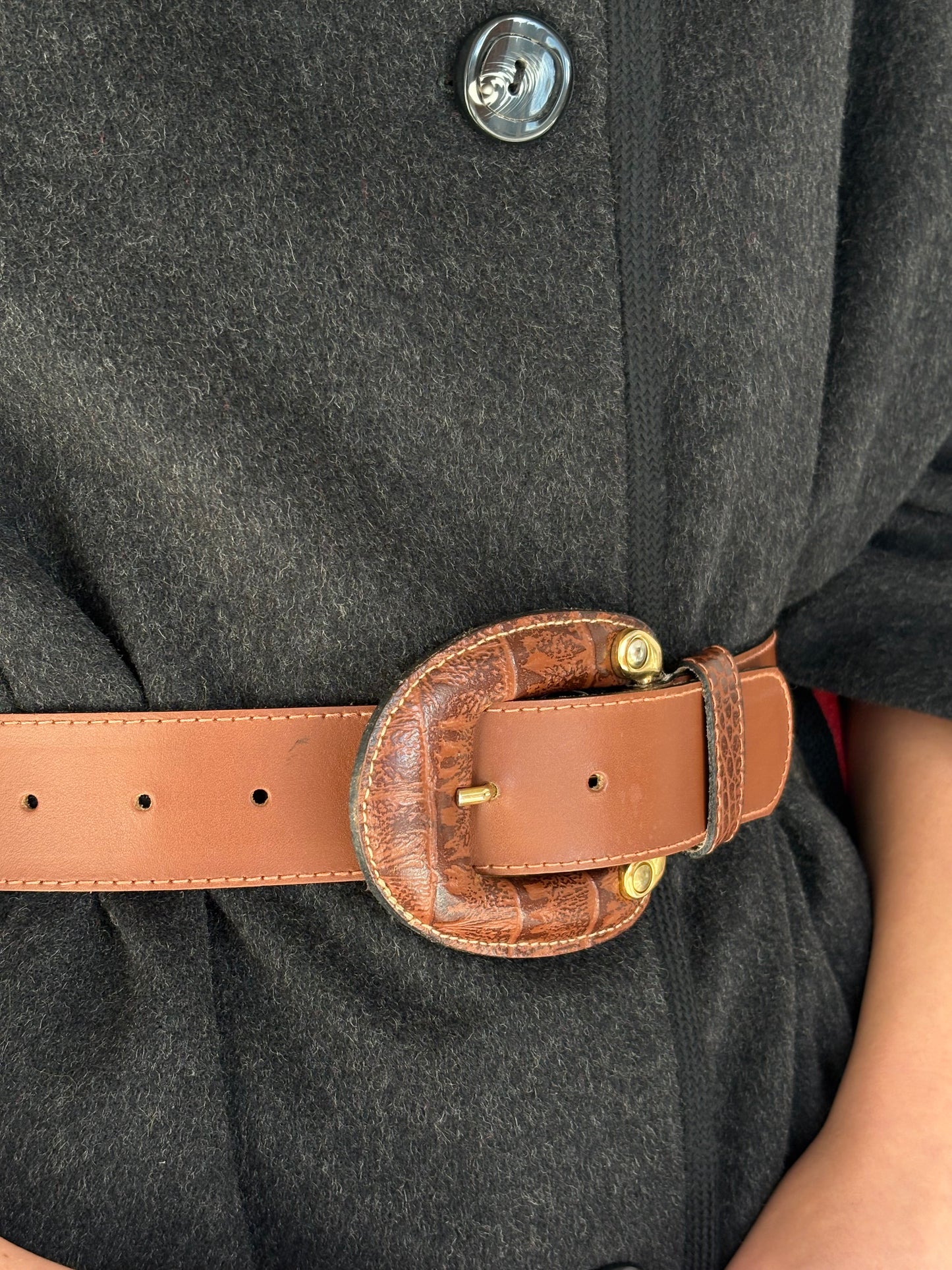 Centura masivă din piele naturală groasă caramel brown