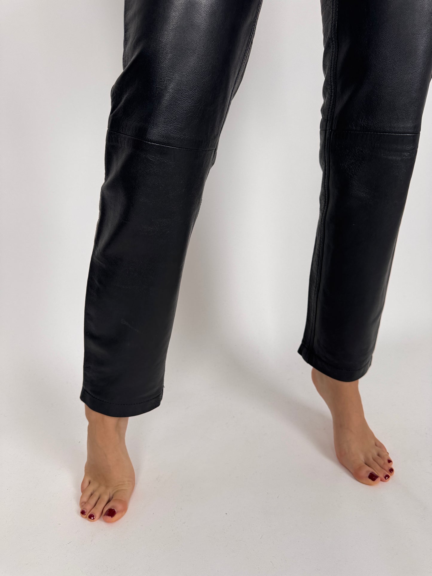 Pantaloni tall din piele naturală plină extrem de fină și moale