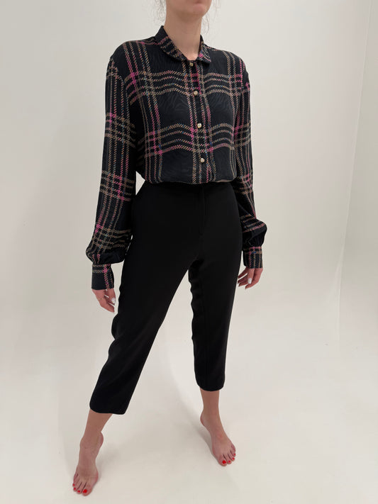 Pantaloni Moschino negri business din  lână ultra fină lightweight foarte subțire