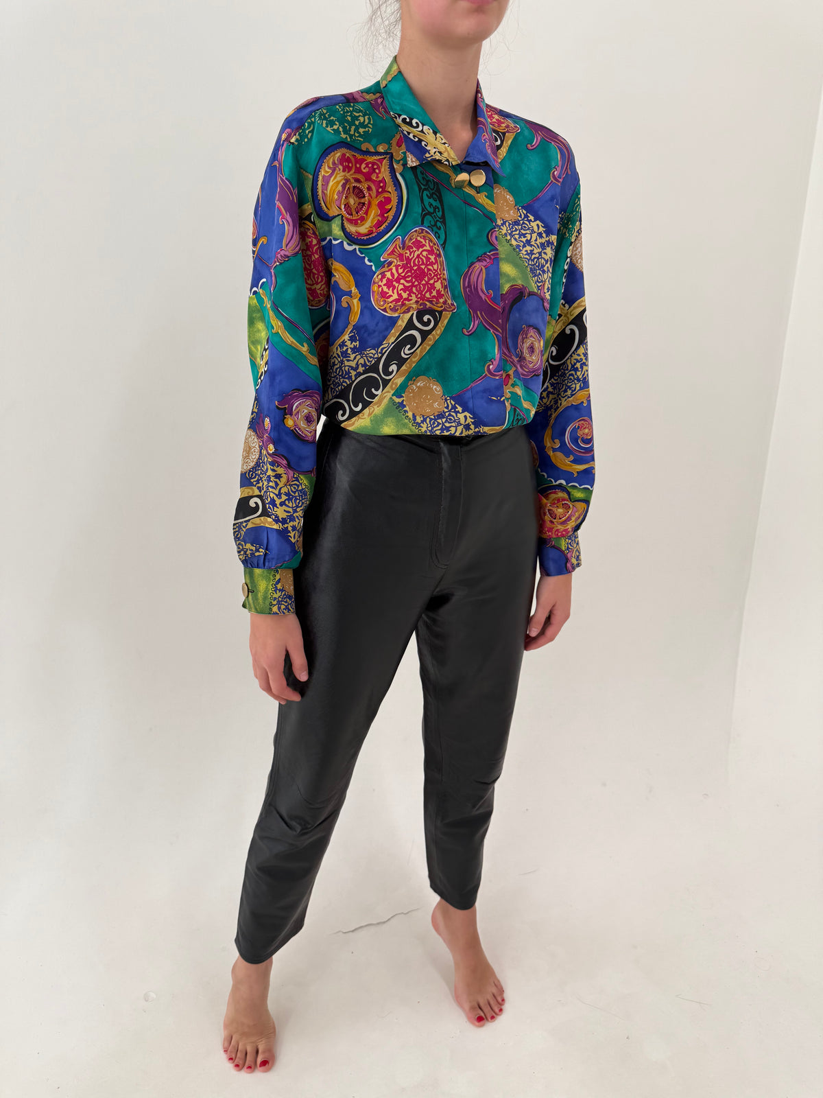 Pantaloni din piele naturală extra moale cu talie ultra înaltă mom fit
