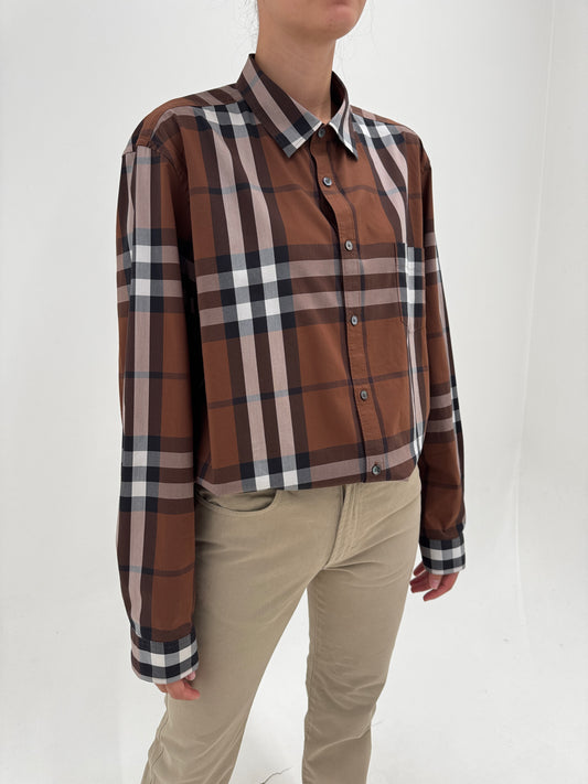 Cămașa Burberry din poplin gros cu print specific brandului