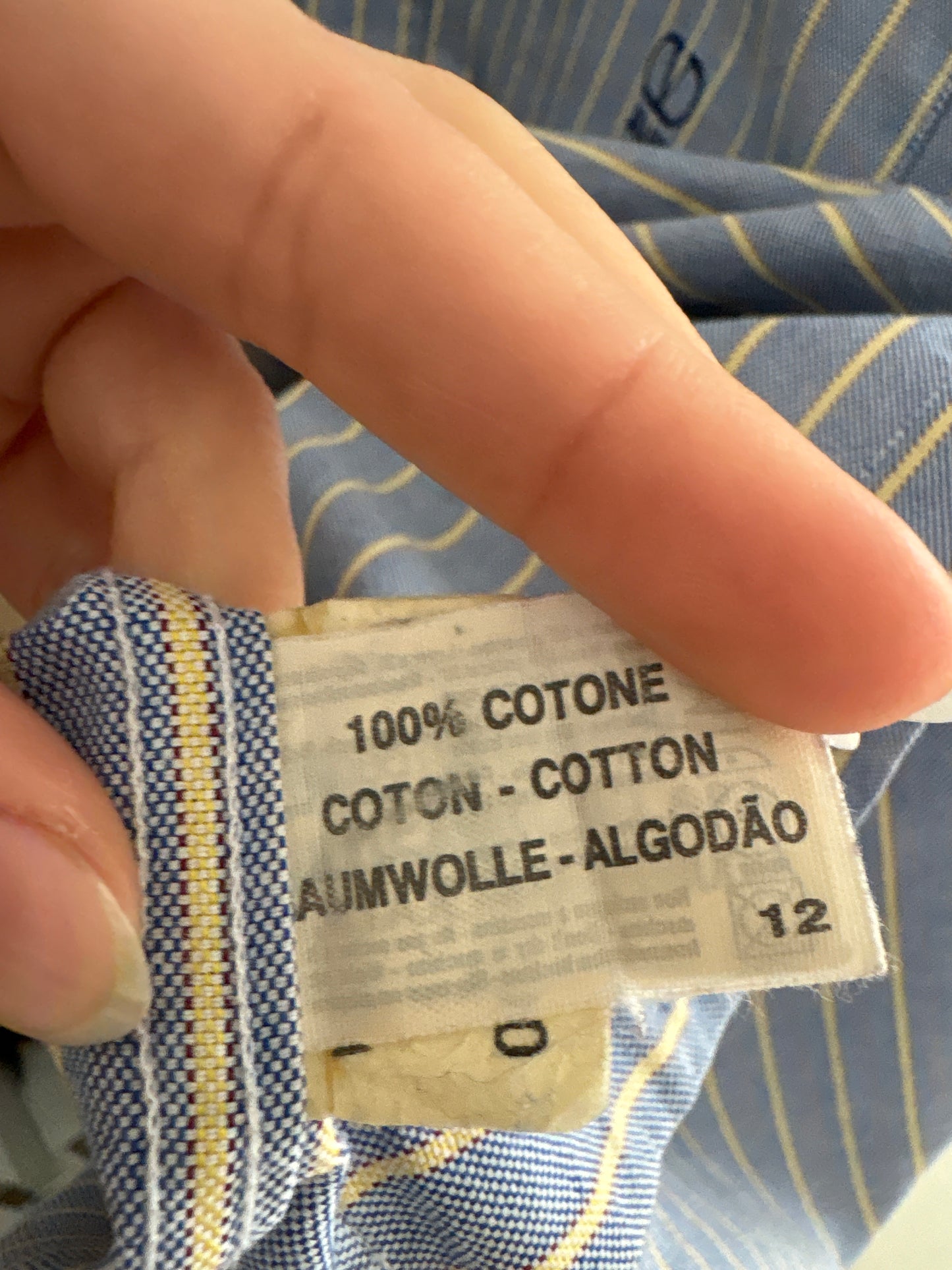 Cămașa Valentino baby blue în dungi fine butter yellow din poplin