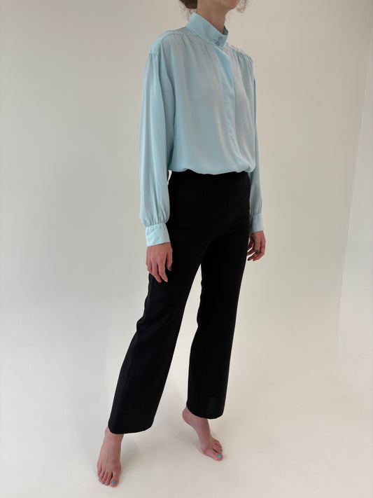 Pantaloni negri  italienești din lana extrafina cu talie înaltă de la zi la seară