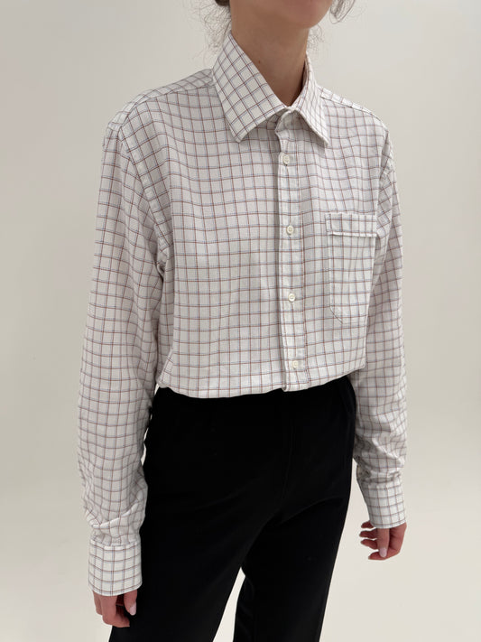 Cămașa Canali în carouri fine din poplin de bumbac ca un jacquard