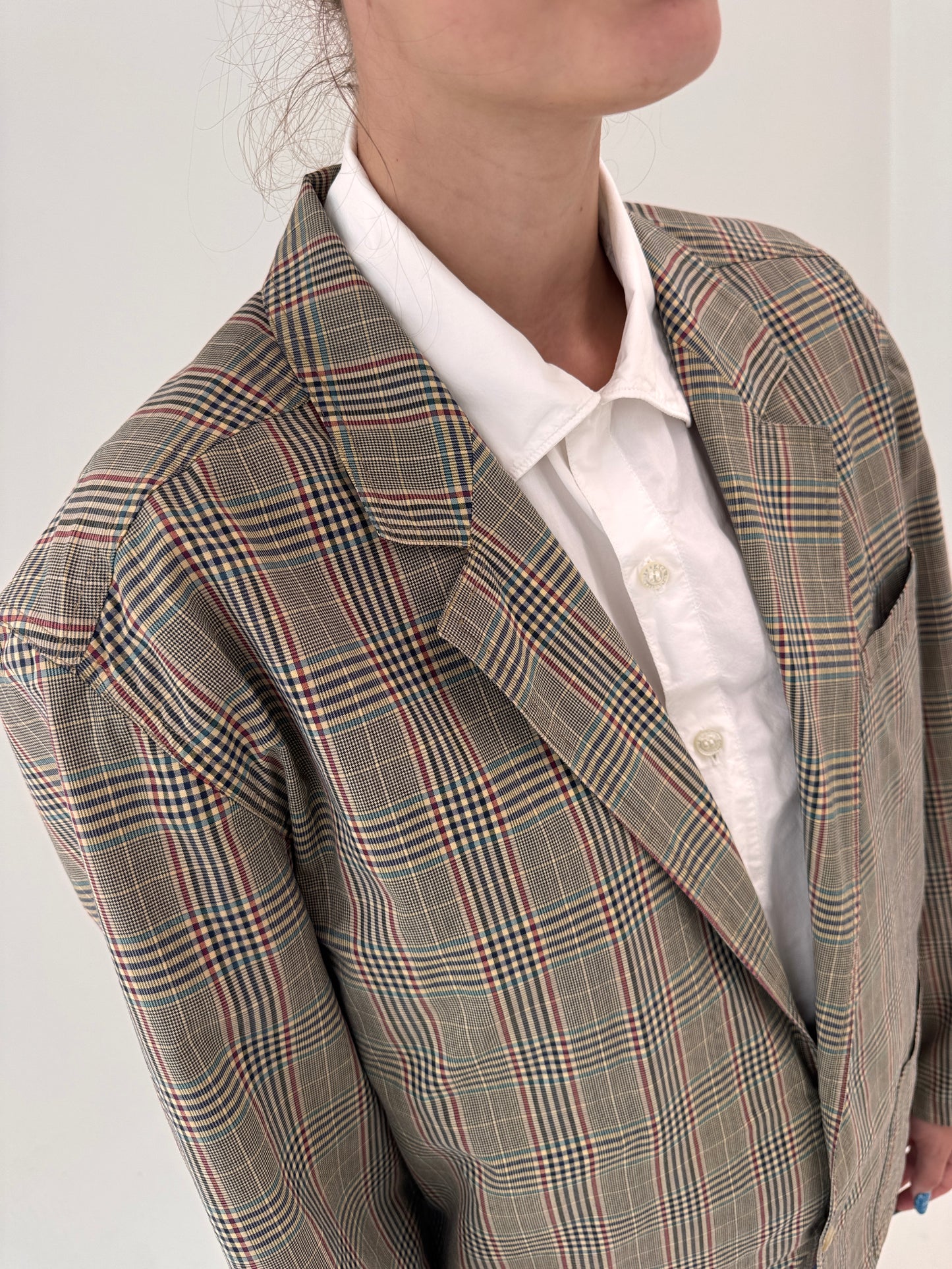 Sacou Valentino vintage din stofă de bumbac in carouri Prince of Wales