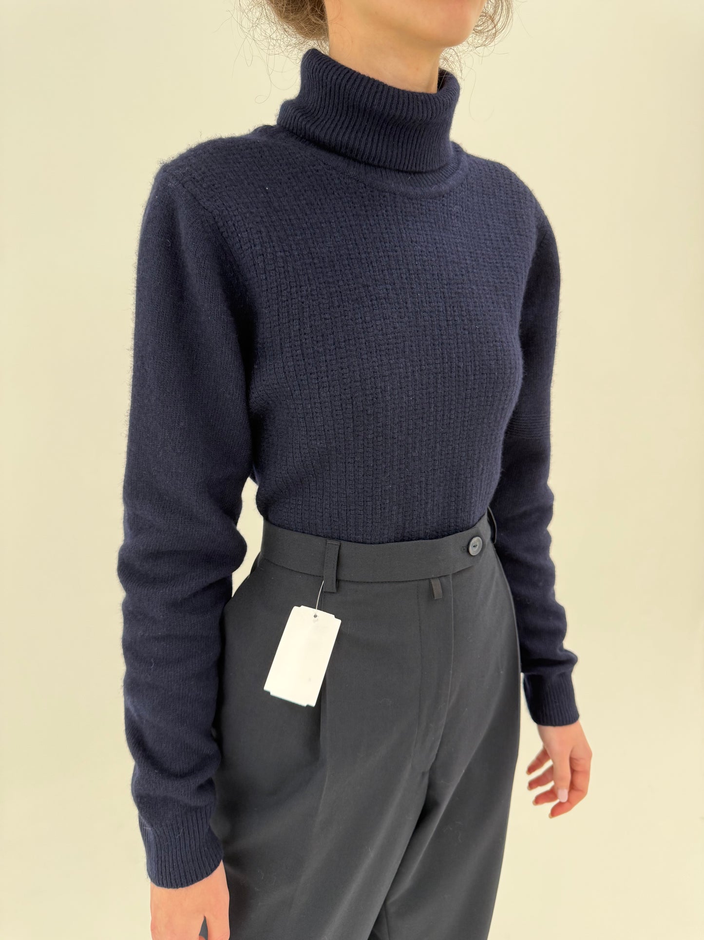 Maleta Navy groasă excepțională din lana extrafina și cașmir