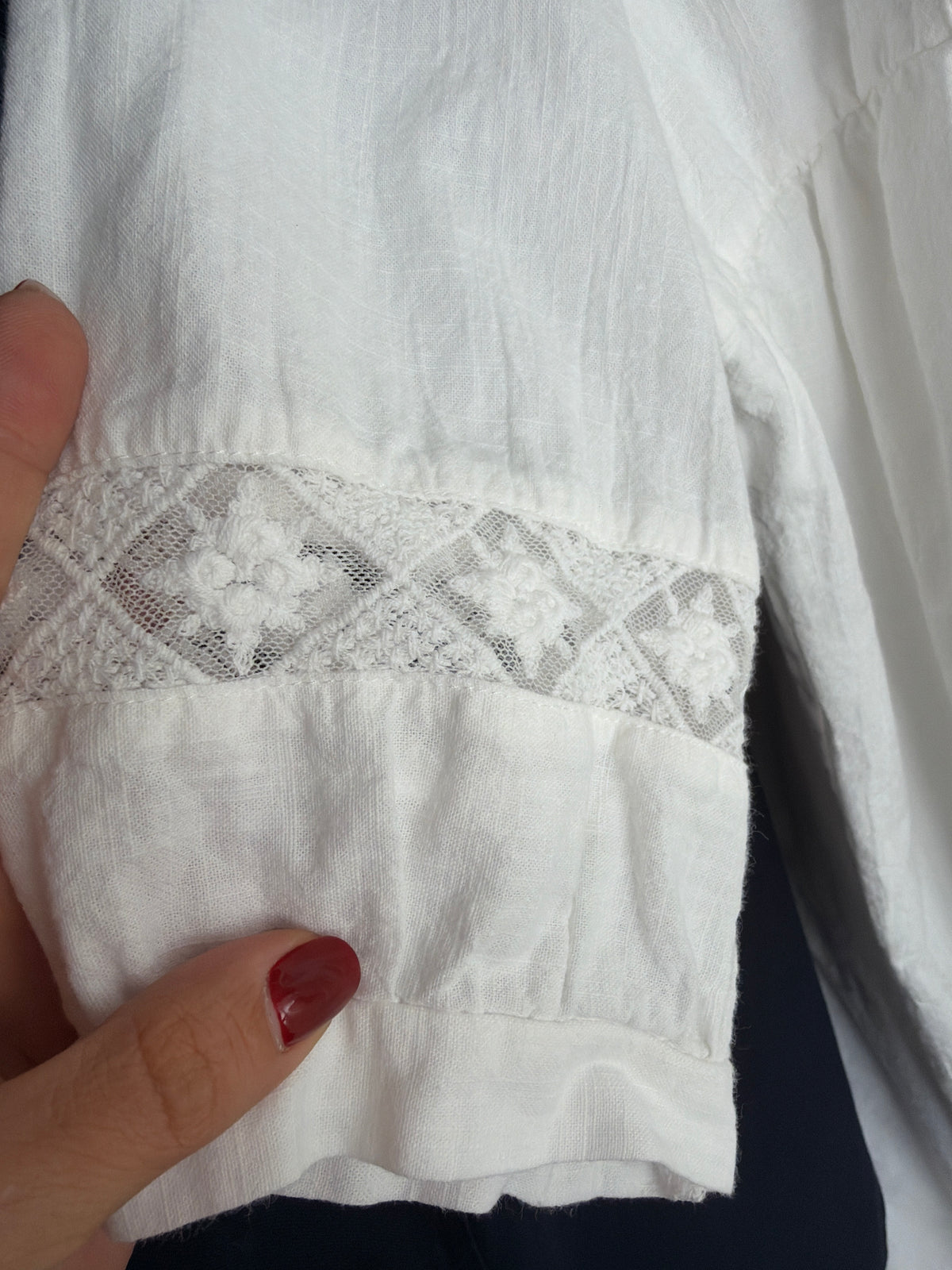 Tunica / rochie mini din pânză excepțională de bumbac cu inserții brodate