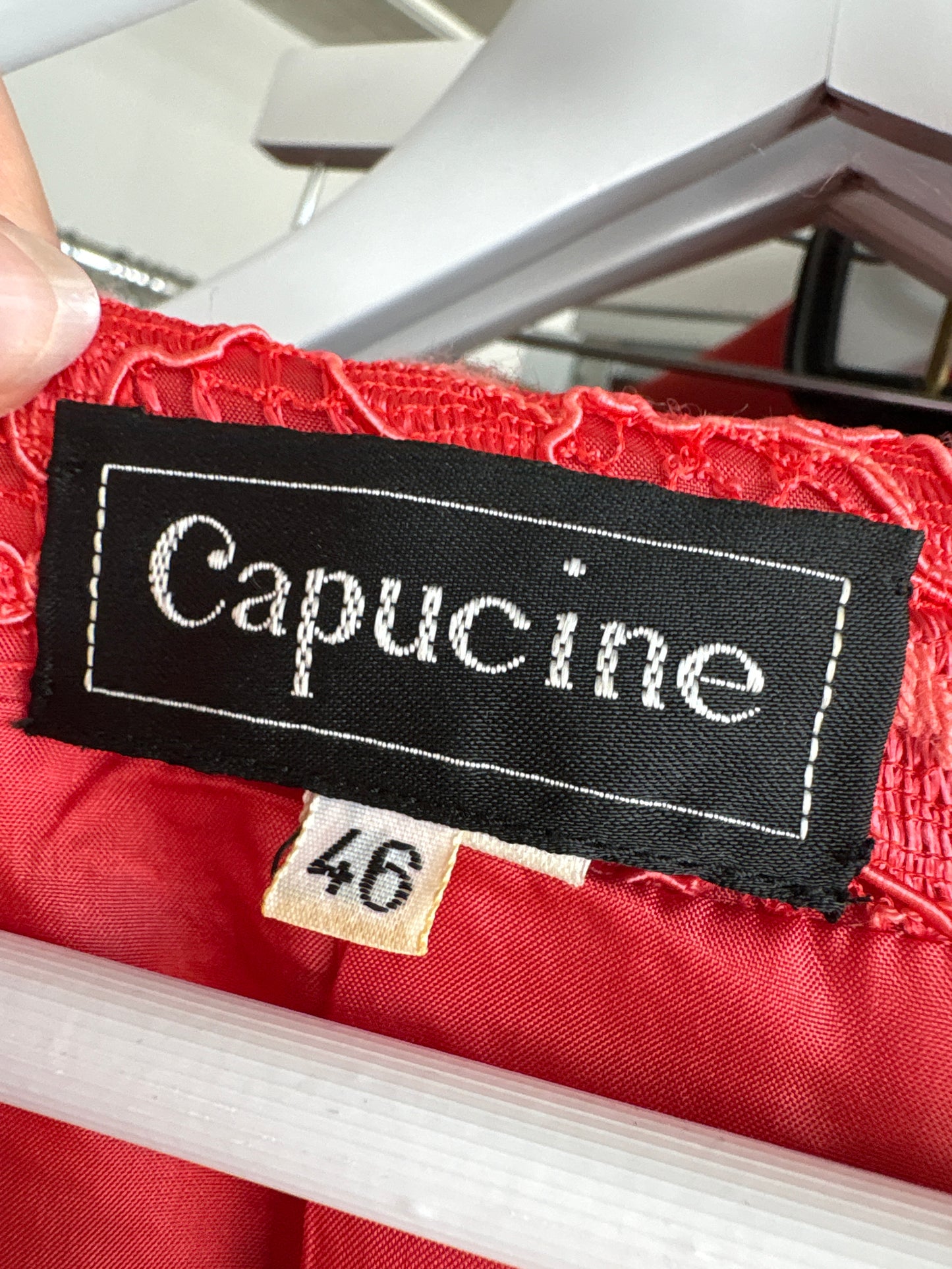Set italian couture din dantelă quipure lucrat manual coral red