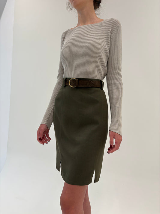 Fustă din stofita cu talie ultra înaltă marcată și curea inclusă