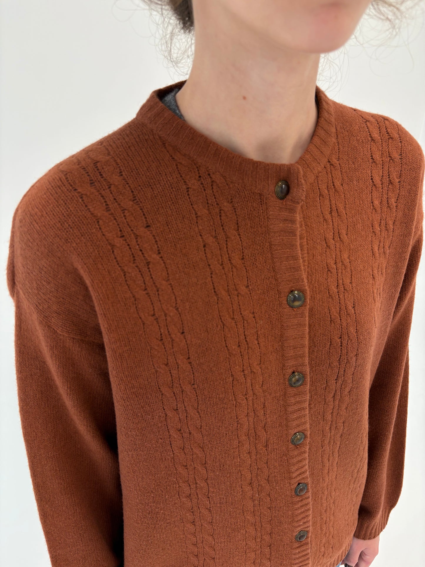 Cardigan caramel excepțional de gramaj mare din lana extrafina și Angora