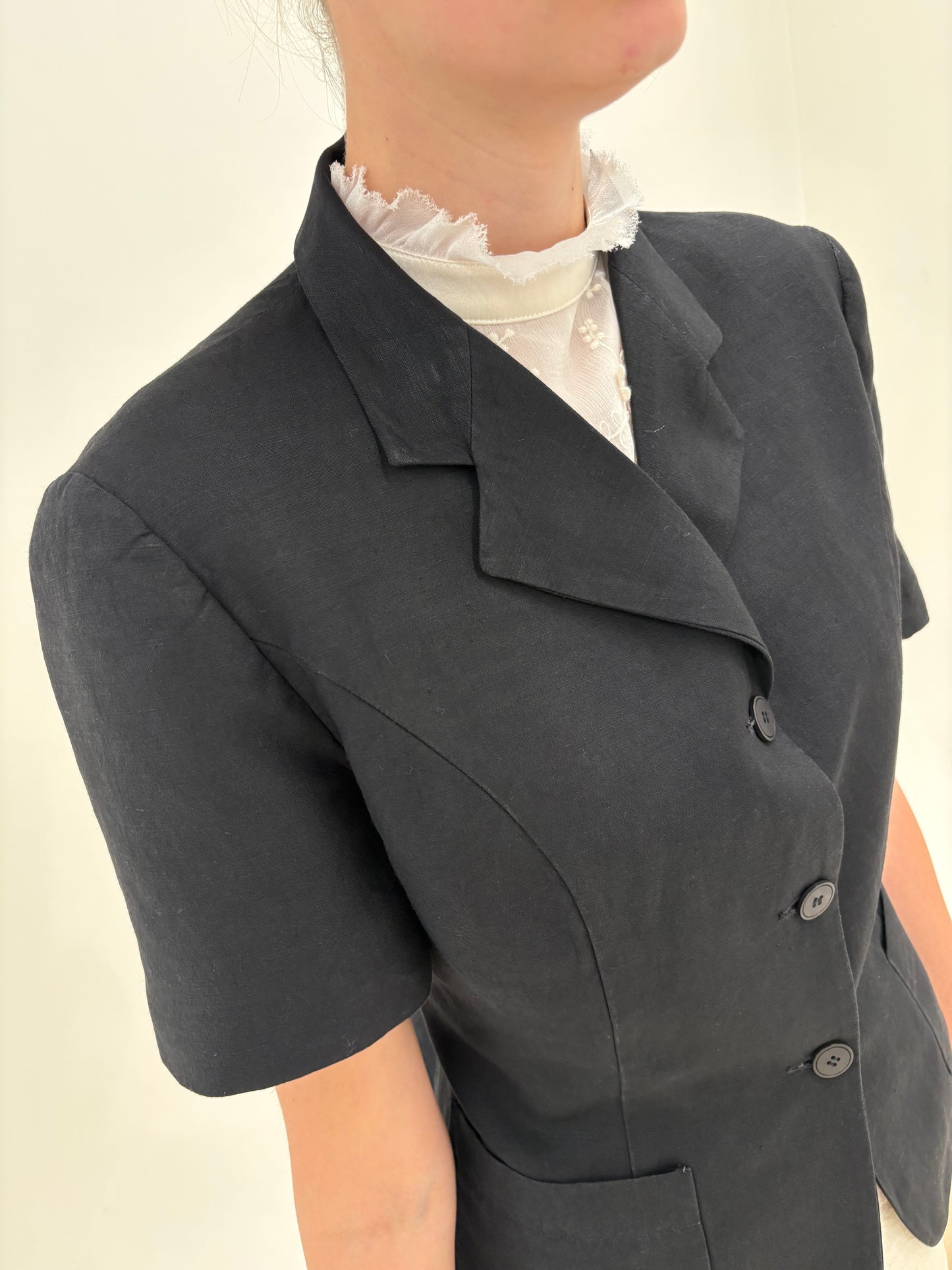 Sacou negru Marella by Max Mara în croi cambrat din pânză