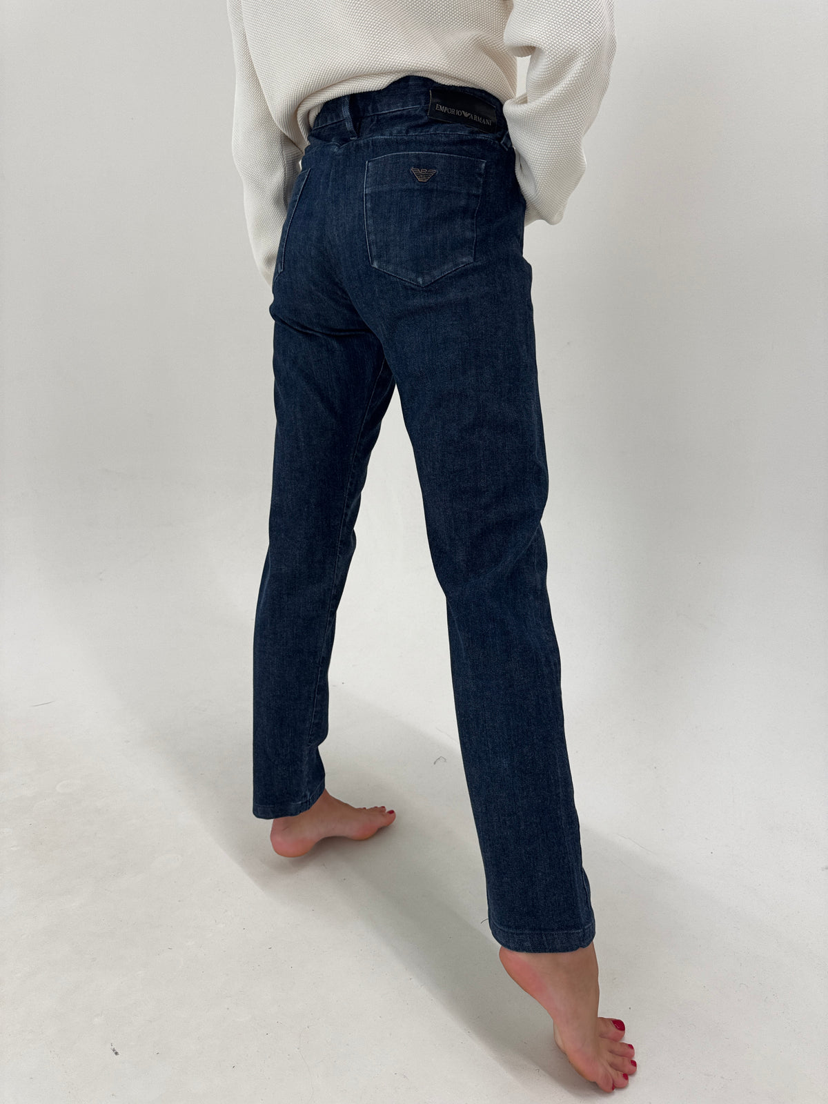 Jeans Armani tall din bumbac plin classic wash straight leg