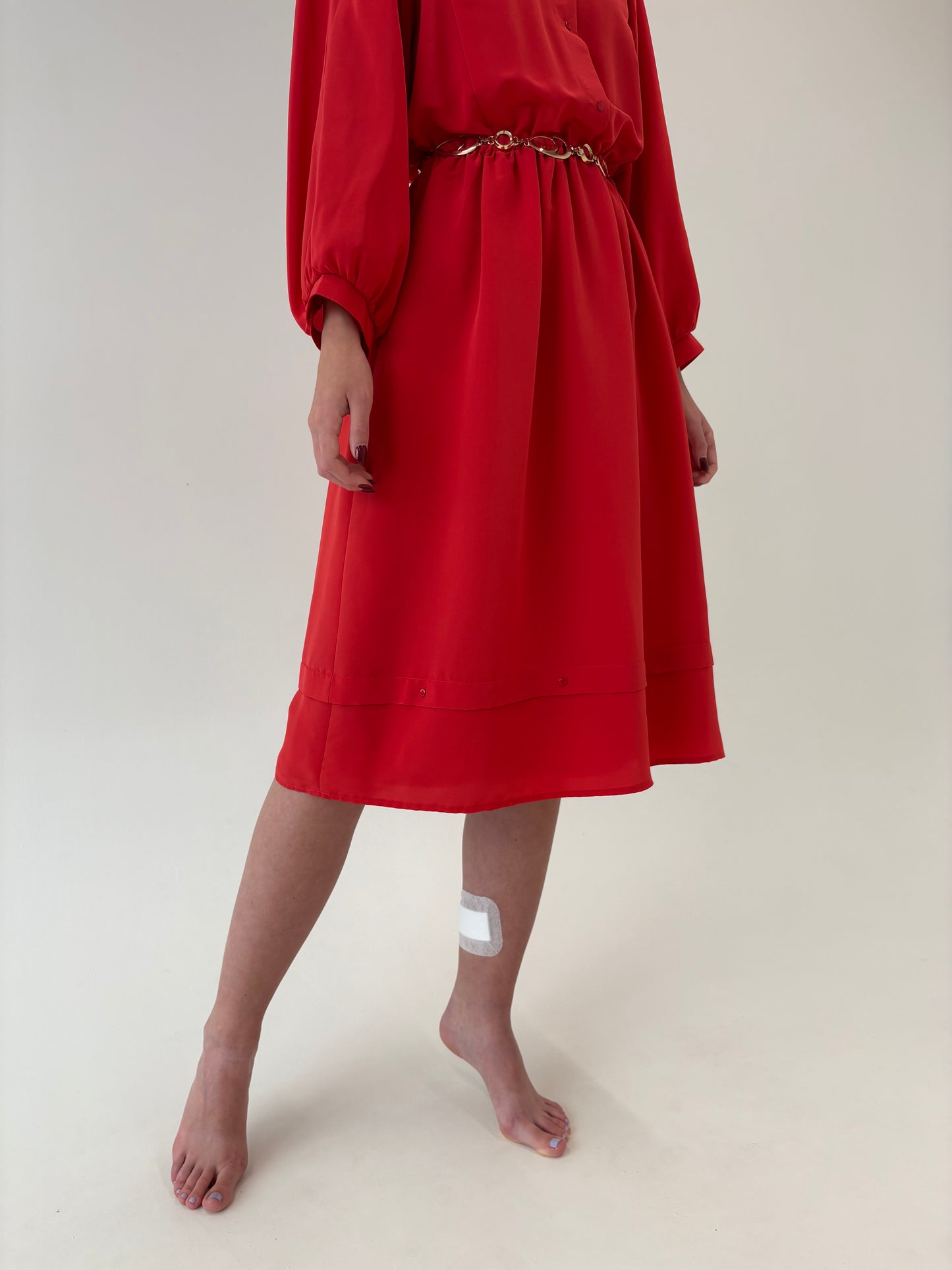 Rochie vintage cherry red cu talie marcată elastică