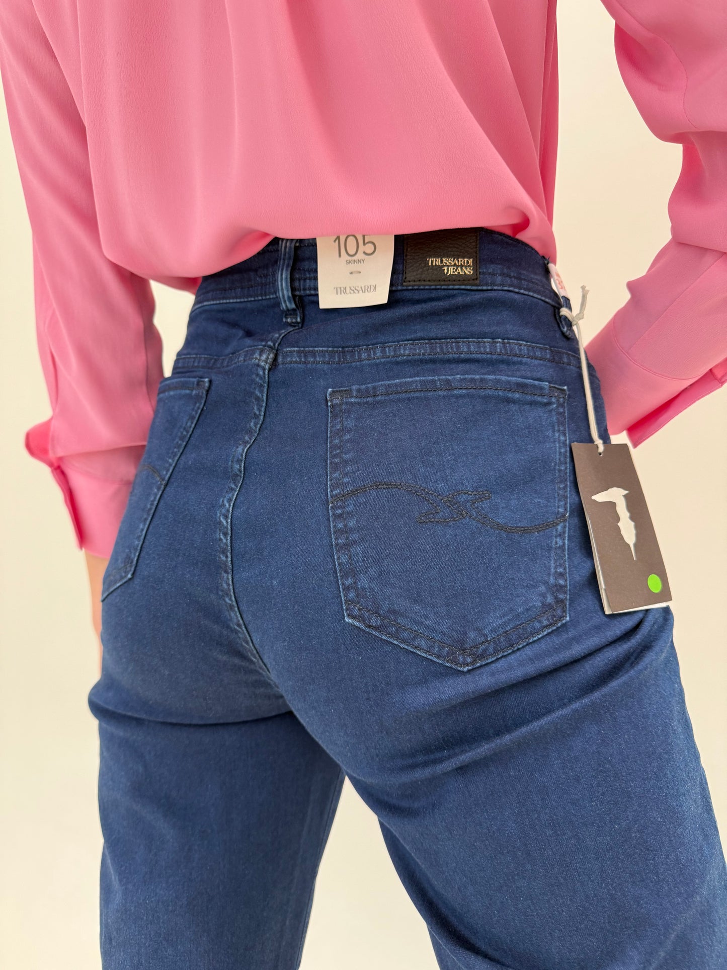 Jeans noi de vară luxury Trussardi indigo wash ultra confort modelatori tall
