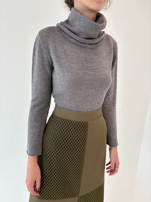 Maleta silver gray cu guler sal din lana merino extrafina de gramaj mare