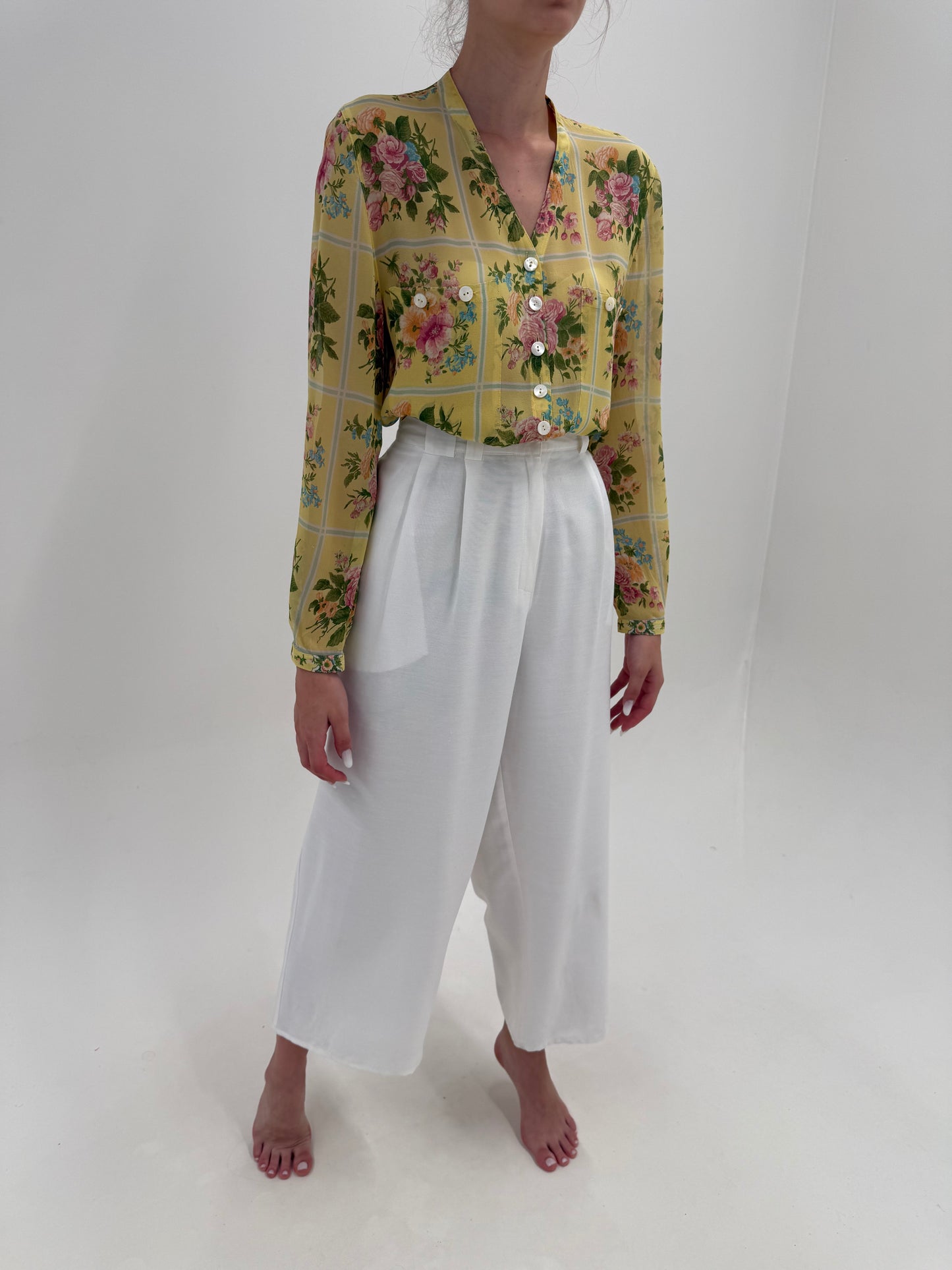 Pantaloni cu talie ultra înaltă și pense în croi retro modern super vaporoși