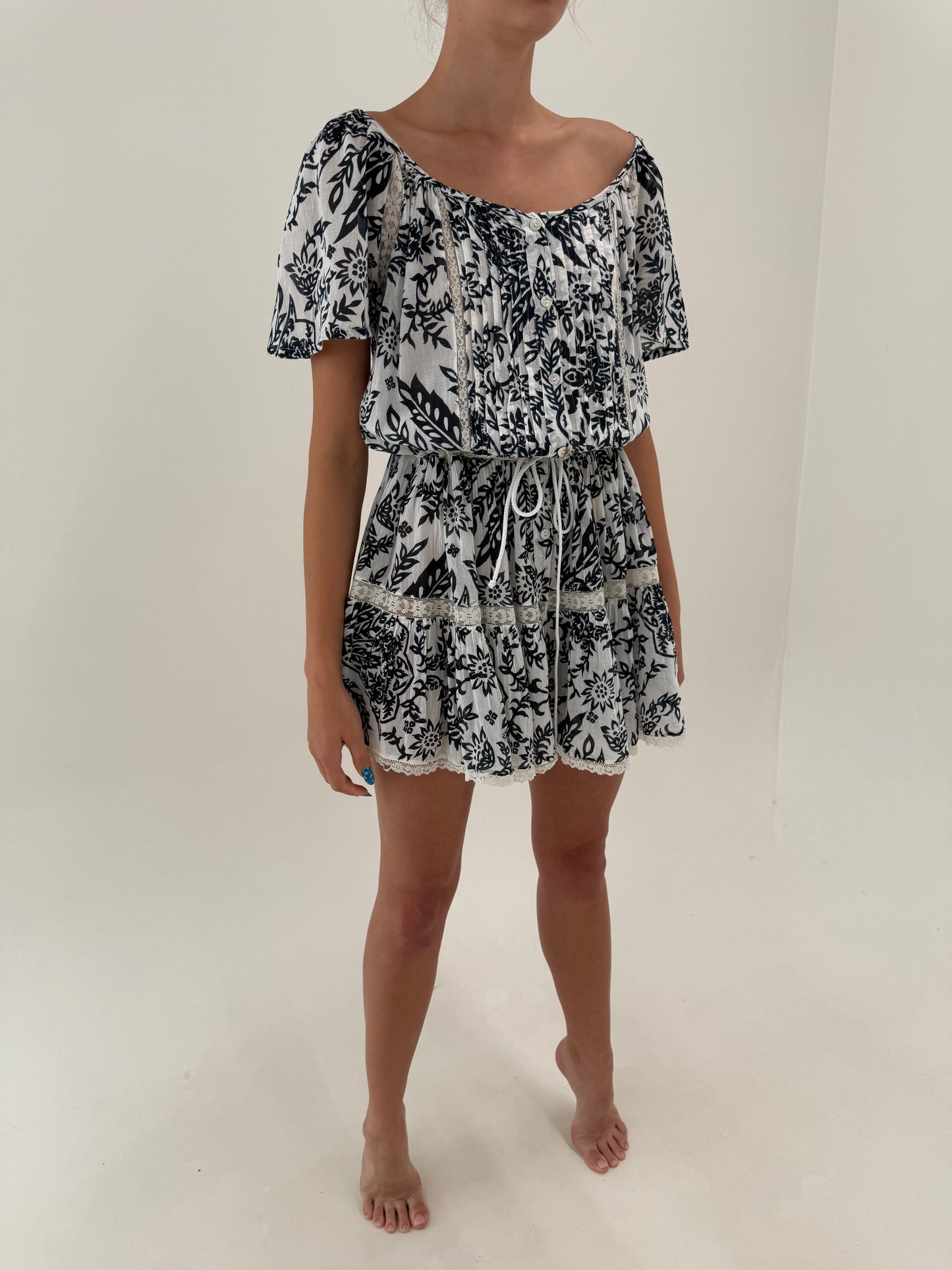 Rochie premium italiană din cea mai fină panzica de bumbac cu talie reglabilă