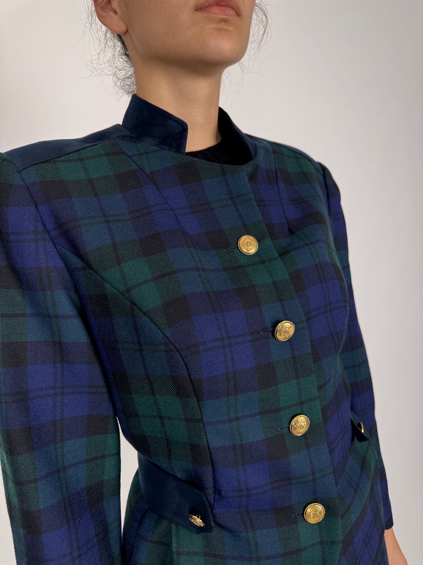 Deux piece vintage din Tartan extrafin de lana pura