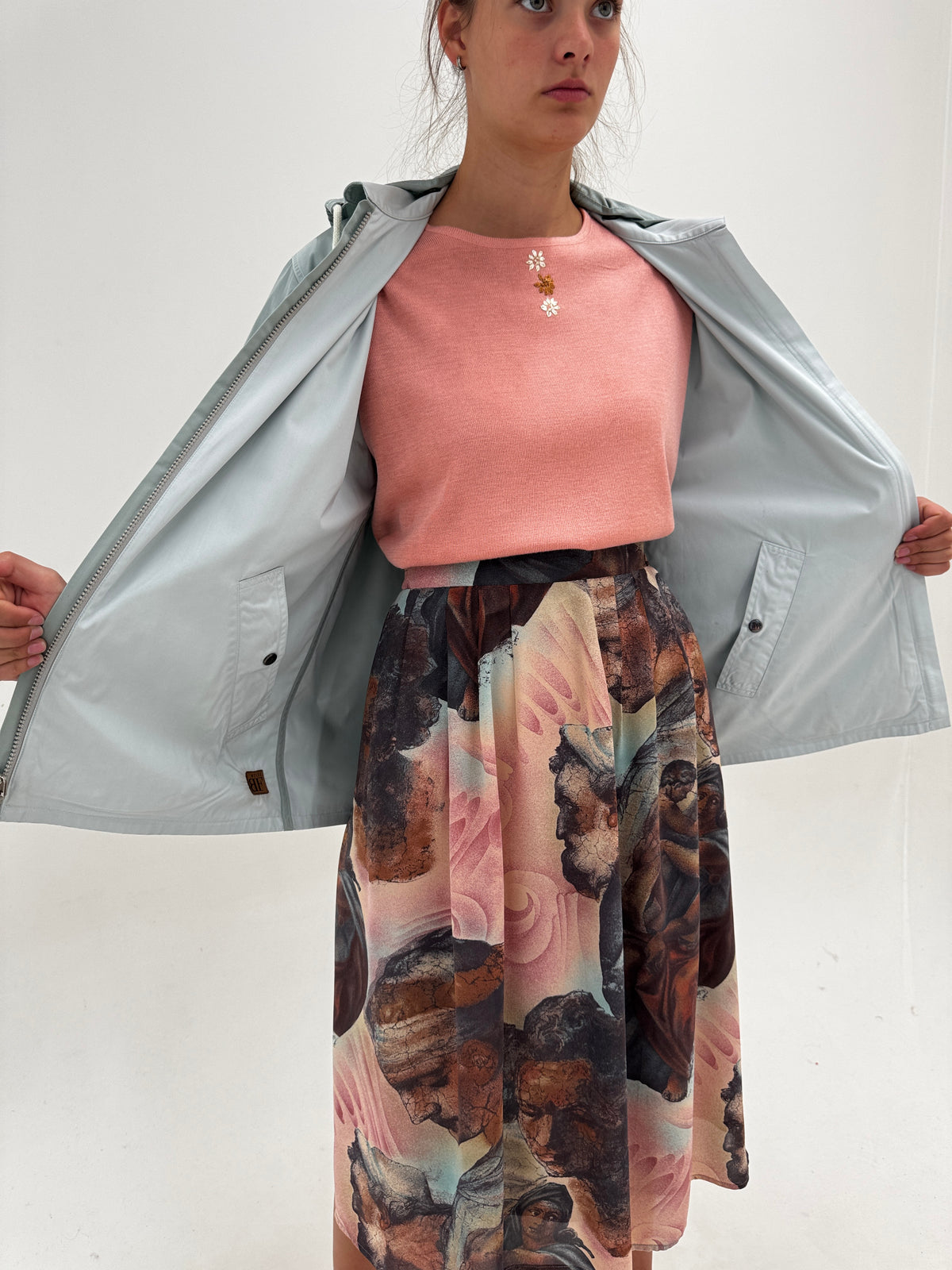 Jachetă impermeabilă de brand vintage luxury italian dusty baby blue