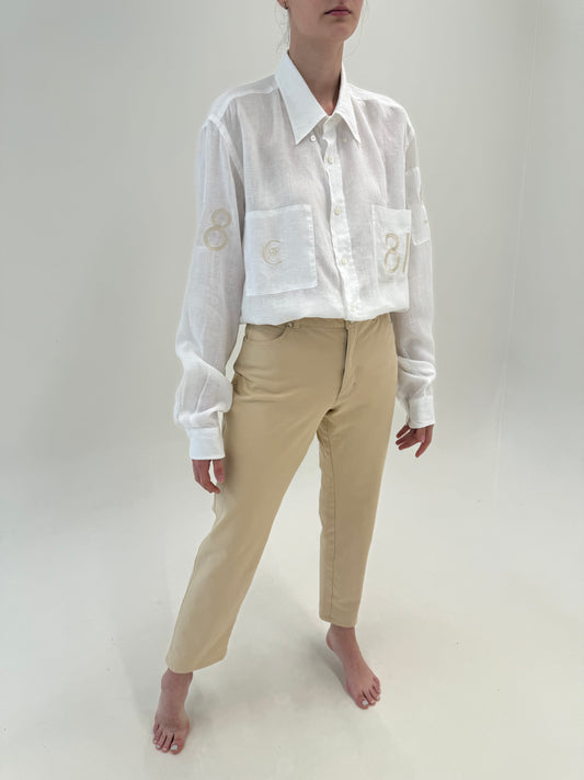 Pantaloni camel Escada de vară din bumbac modelator de la business la casual