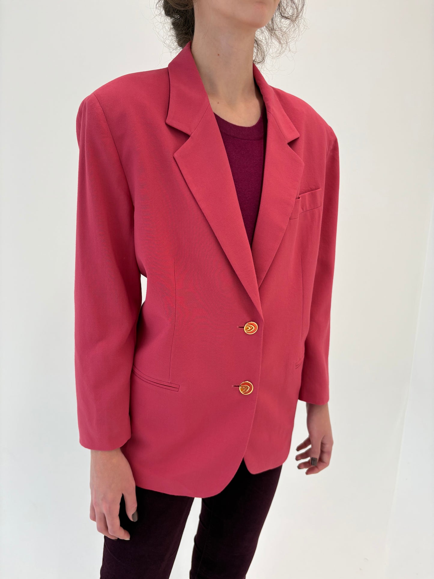 Sacou vintage petite rouge pink din lana extrafina