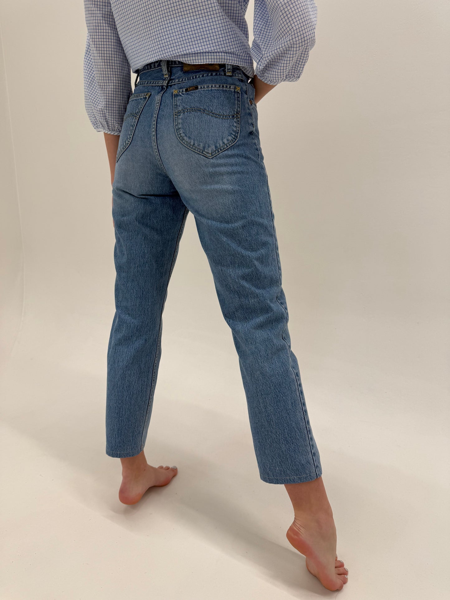 Jeans vintage premium cu talie ultra înaltă lighter wash