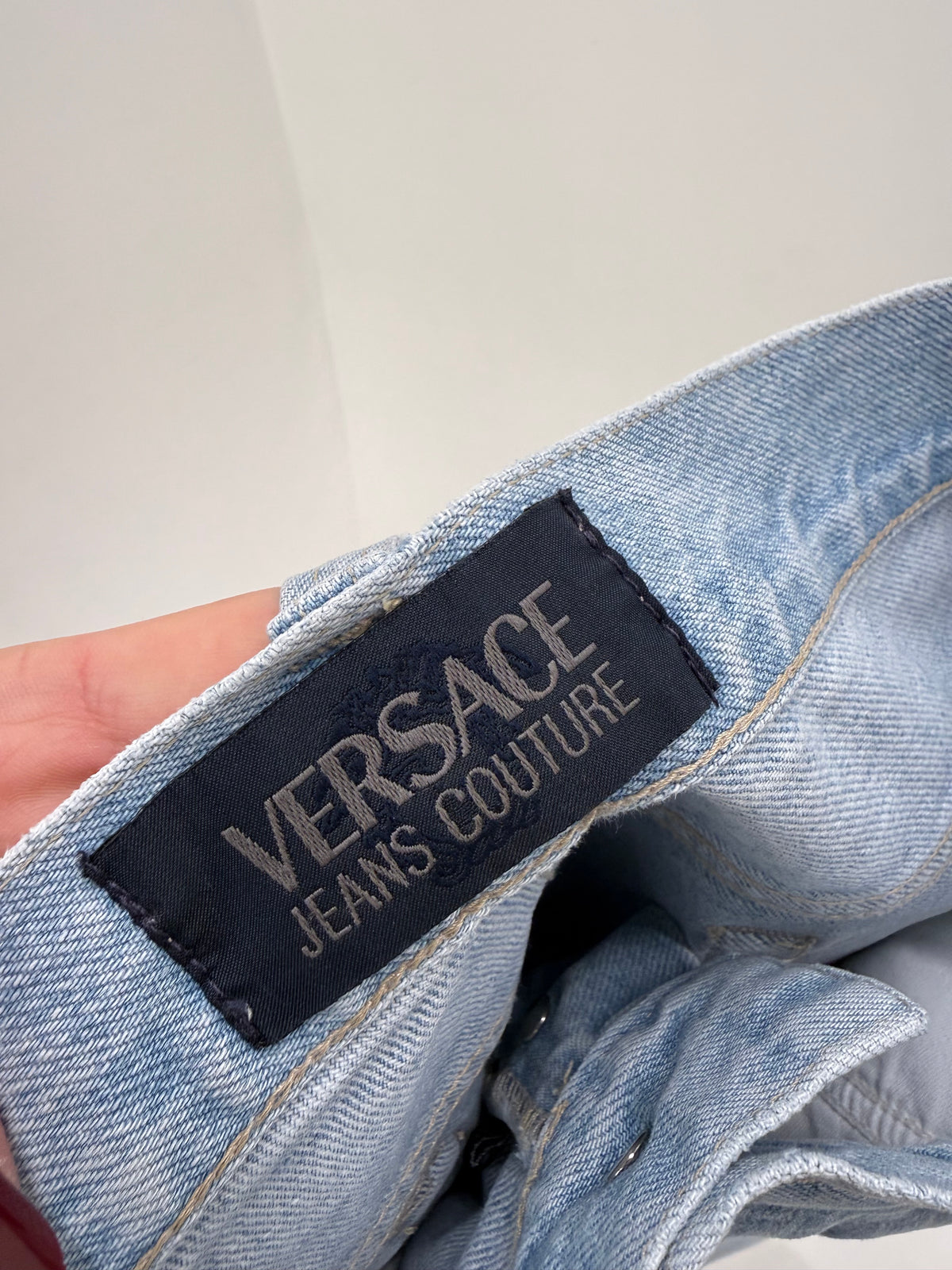 Jeans vintage Versace tall din bumbac gros light wash straight leg