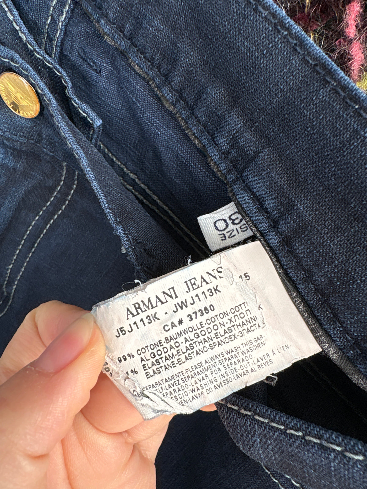 Jeans Armani petite indigo wash din bumbac ultra confort modelator straight leg