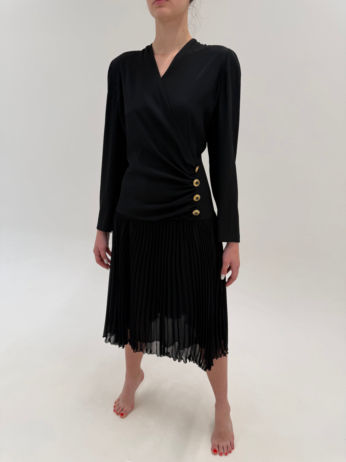 LBD vintage din mix de mătase naturală Luisa Spagnoli în croi deosebit