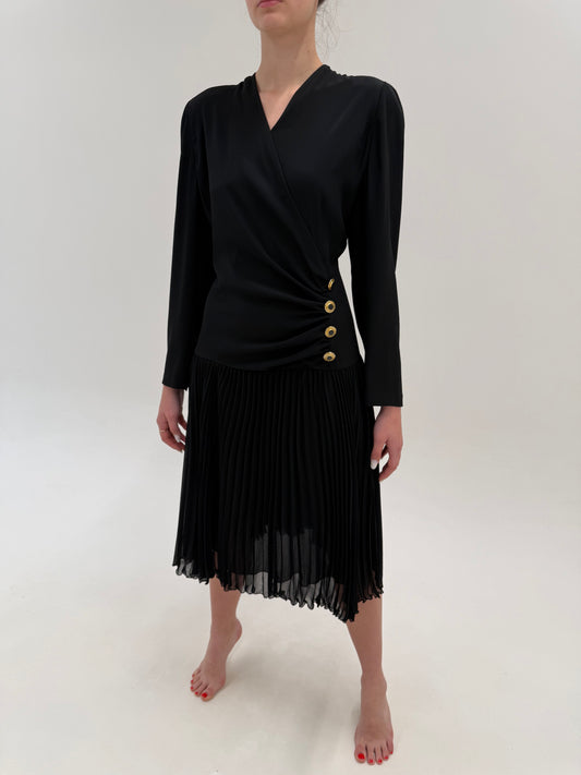 LBD vintage din mix de mătase naturală Luisa Spagnoli în croi deosebit