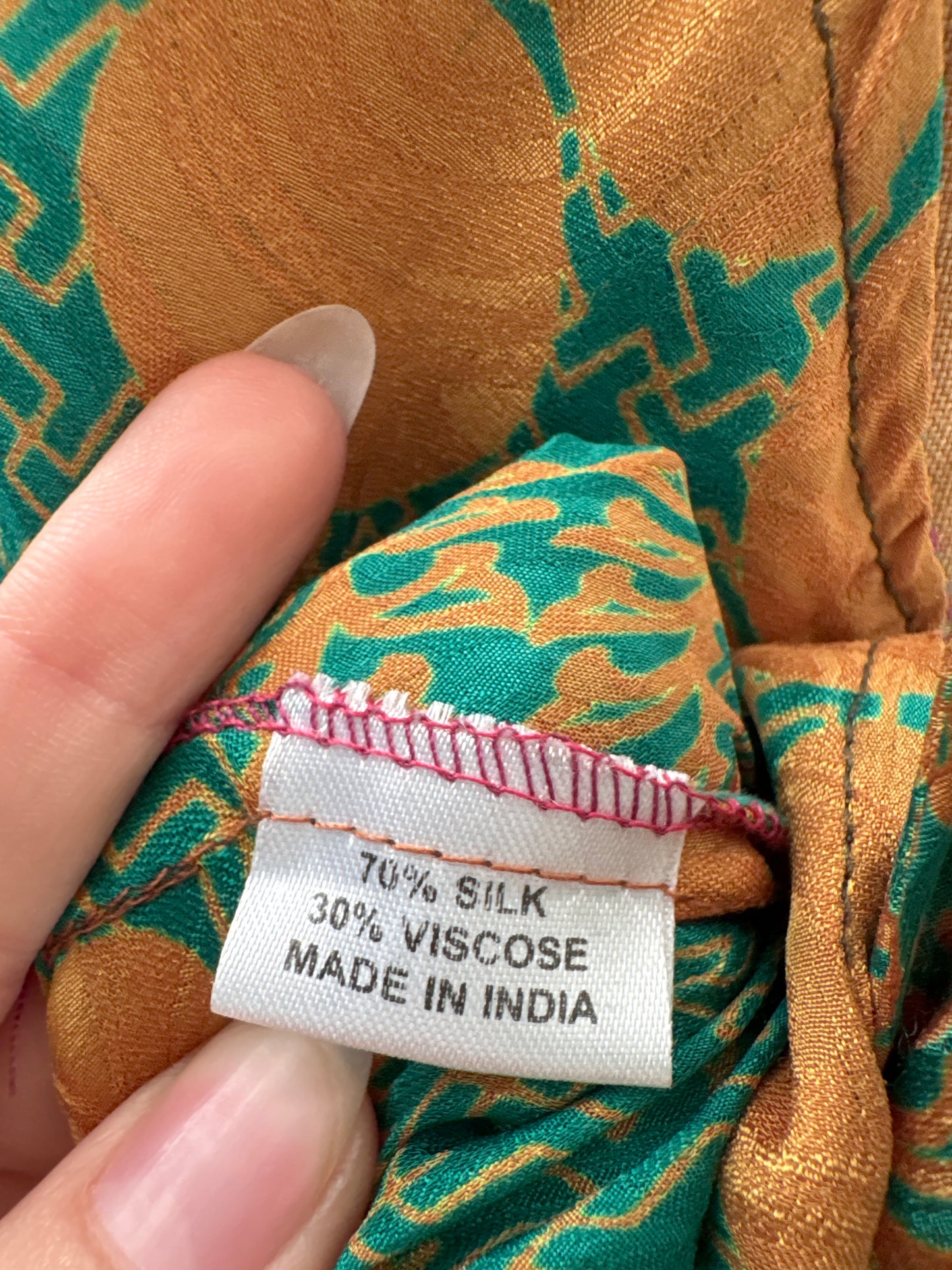 Rochie maxi boho 70% mătase naturală  în croi lejer