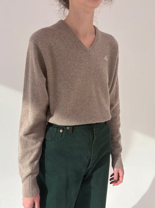 Pulover dark nude 80% lana plină fina de gramaj mare în anchior