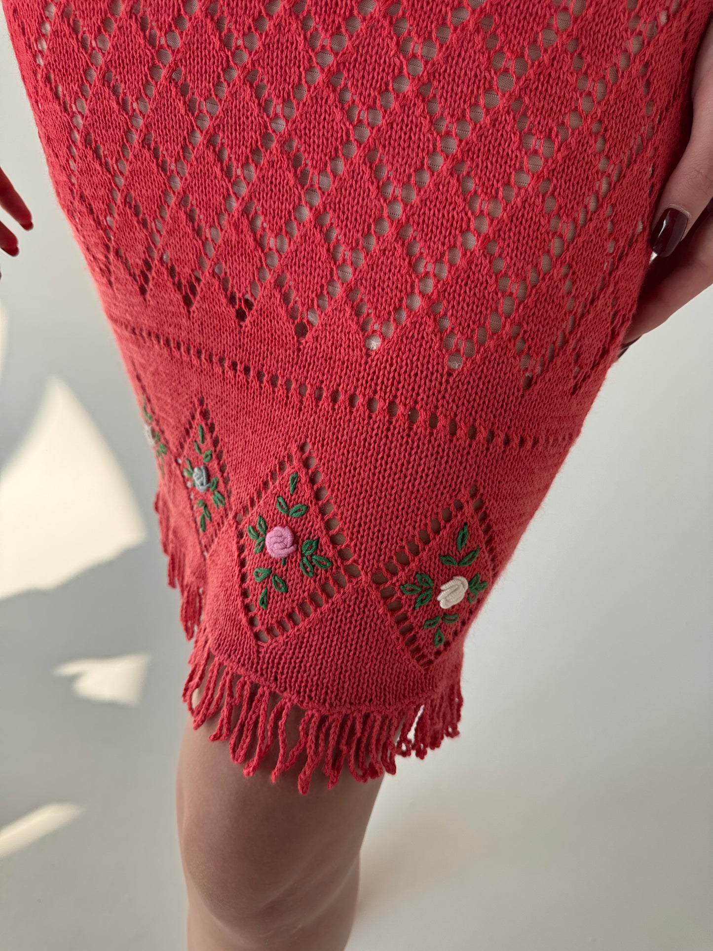 Rochie vintage din lana extrafina dantelată cu broderie manuală 3D