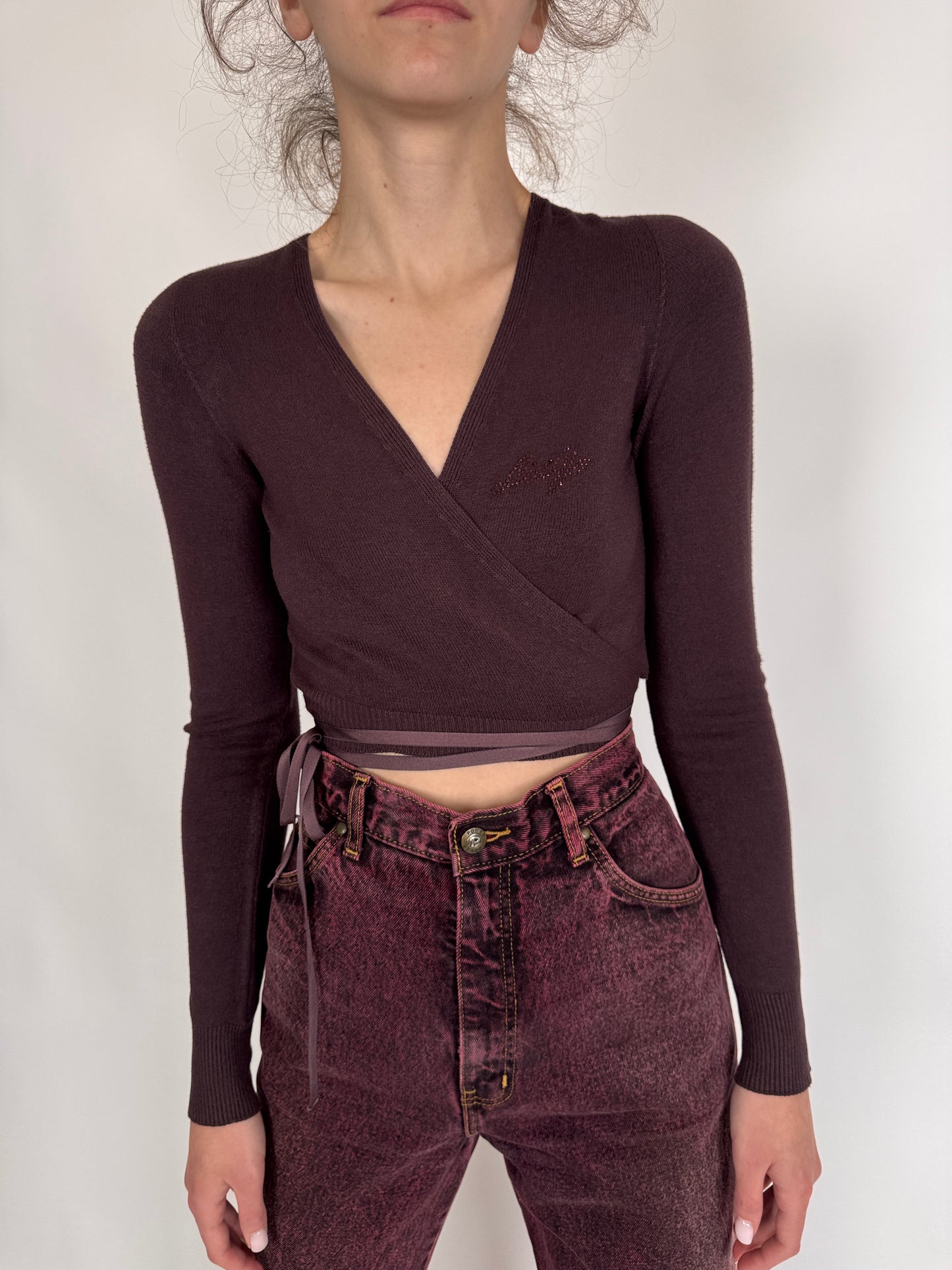 Top italian petrecut cropped plum purple