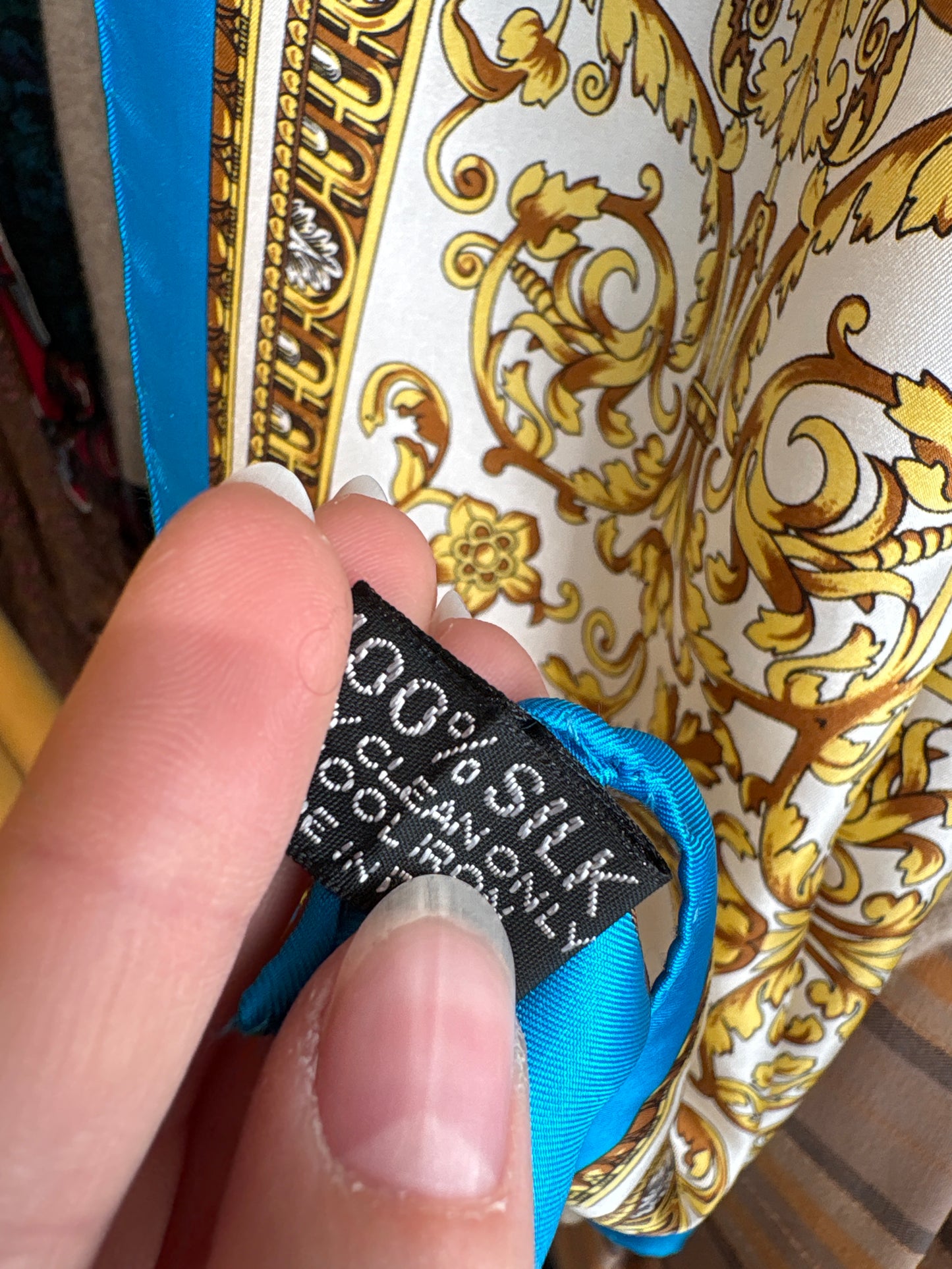 Eșarfă cu print baroc din mătase naturală