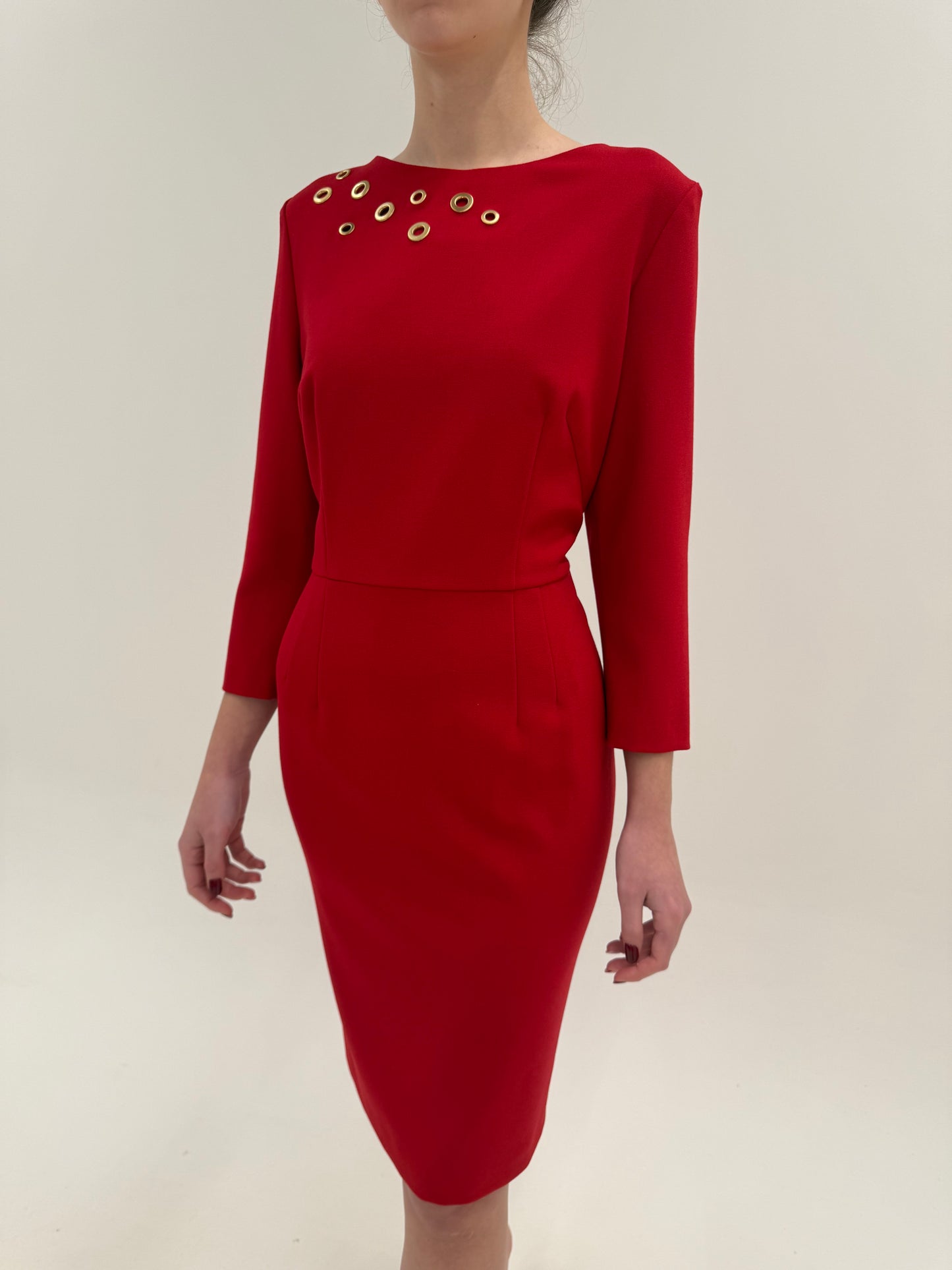 Rochie luxury Escada de la business la cocktail roșu tare