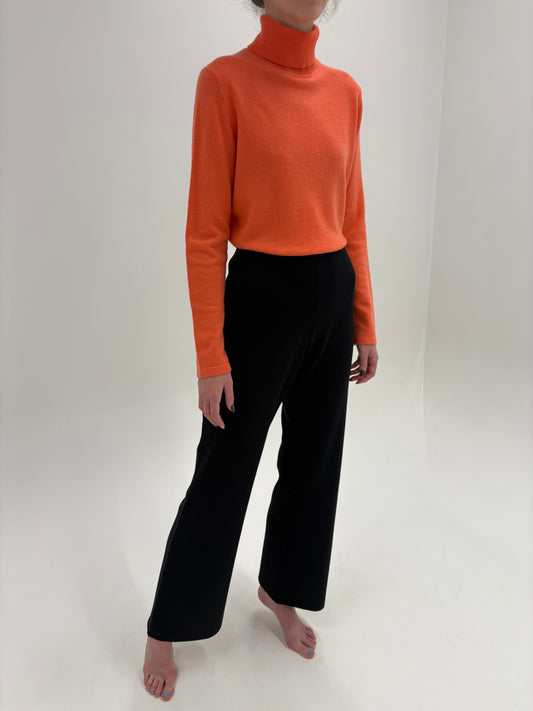 Pantaloni luxury Marina Rinaldi negri din tricot de lana merino și extrafina