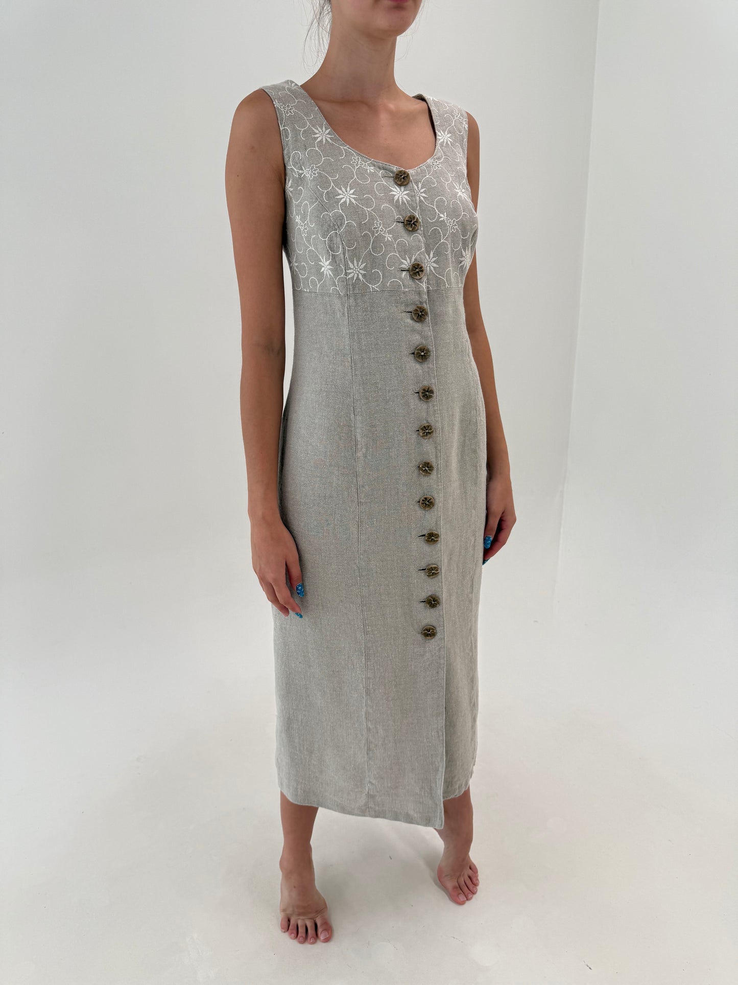 Rochie maxi sand nude din pânză excepțională de în structurat