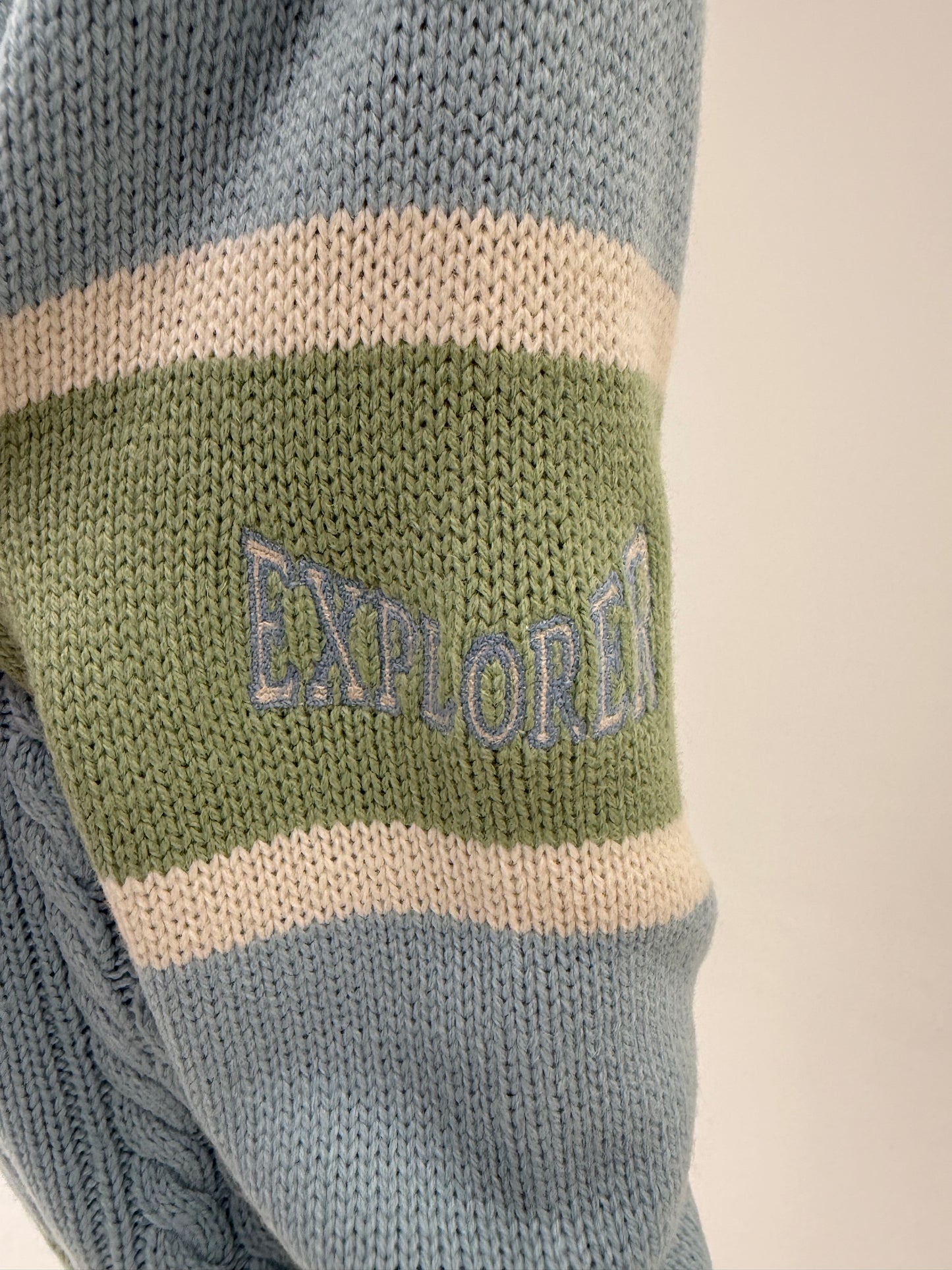 Pulover vintage italian gros în culori pudrate cricket sweater cu torsade