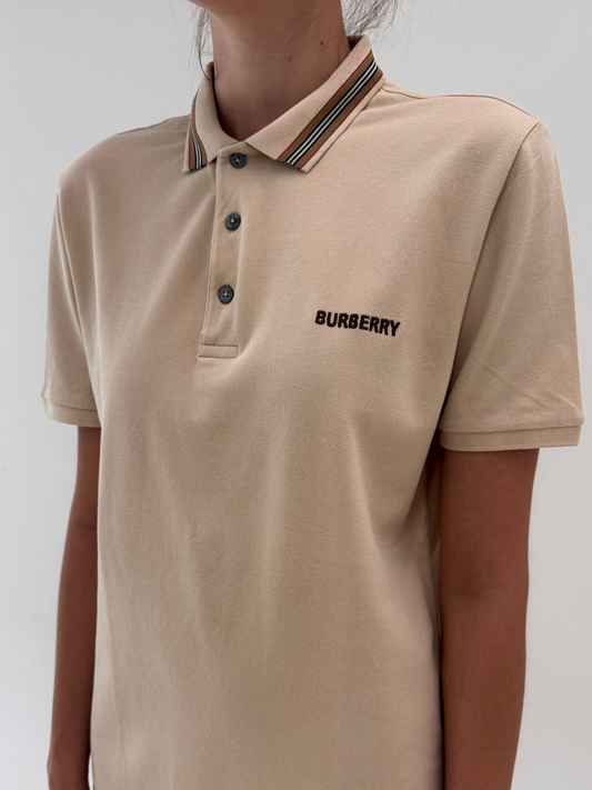 Top Burberry polo camel din bumbac excepțional de gramaj mare