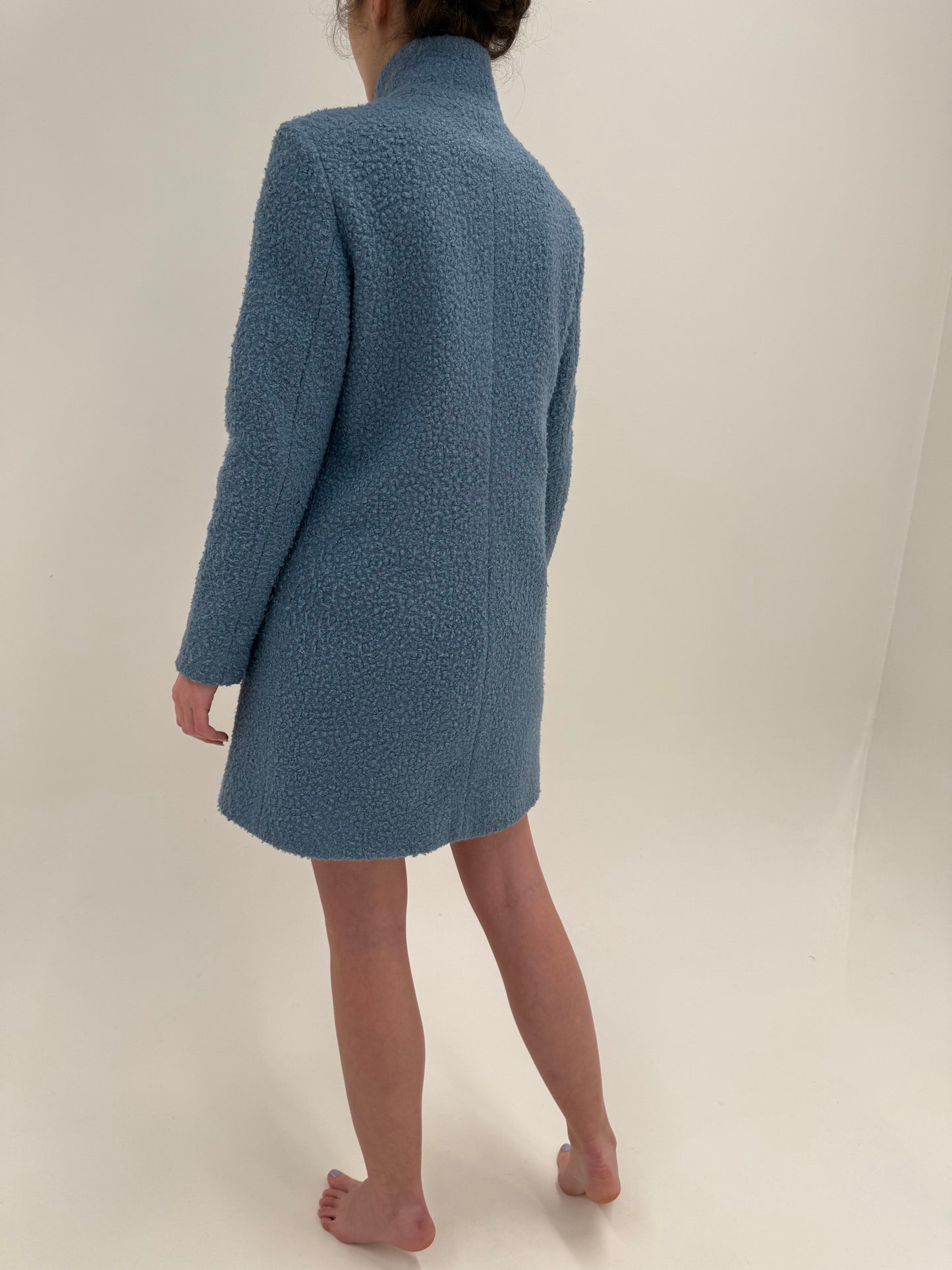 Palton baby blue Elisabeta Franchi din boucle din mix de lana