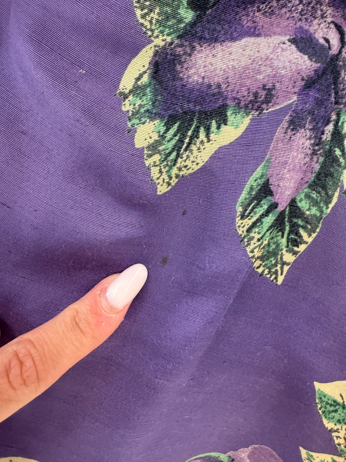 Fustă vintage lavandă cu print floral și talie ultra marcată înaltă din panzica
