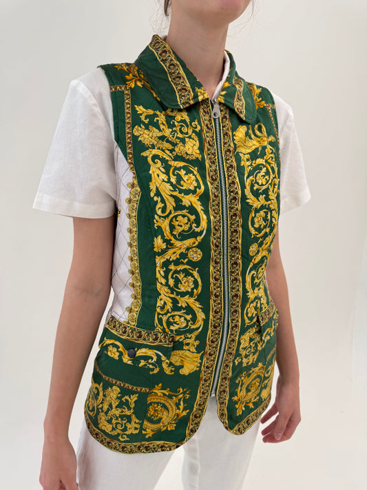 Vestă de vară din mătase naturală cu print baroc