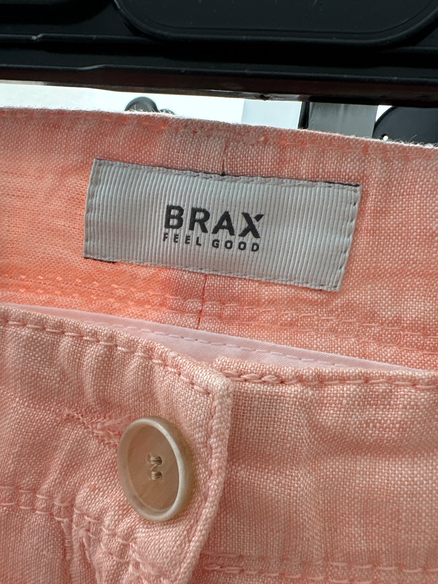 Pantaloni peach din in premium în croi clasic tall