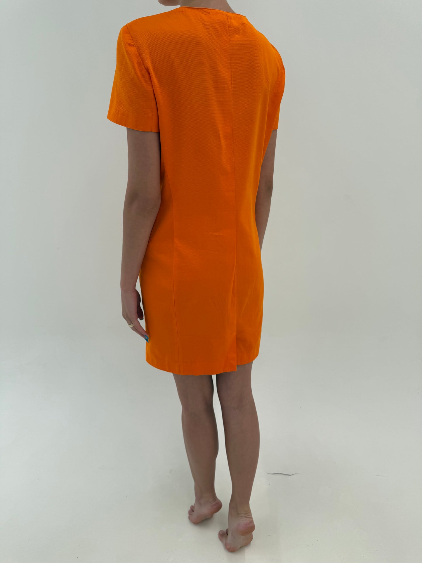 Rochie Max Mara din in excepțional în croi clasic electric orange