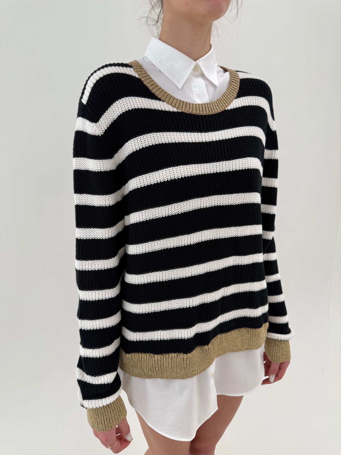 Soft knit Ralph Lauren în dungi și detalii din poplin
