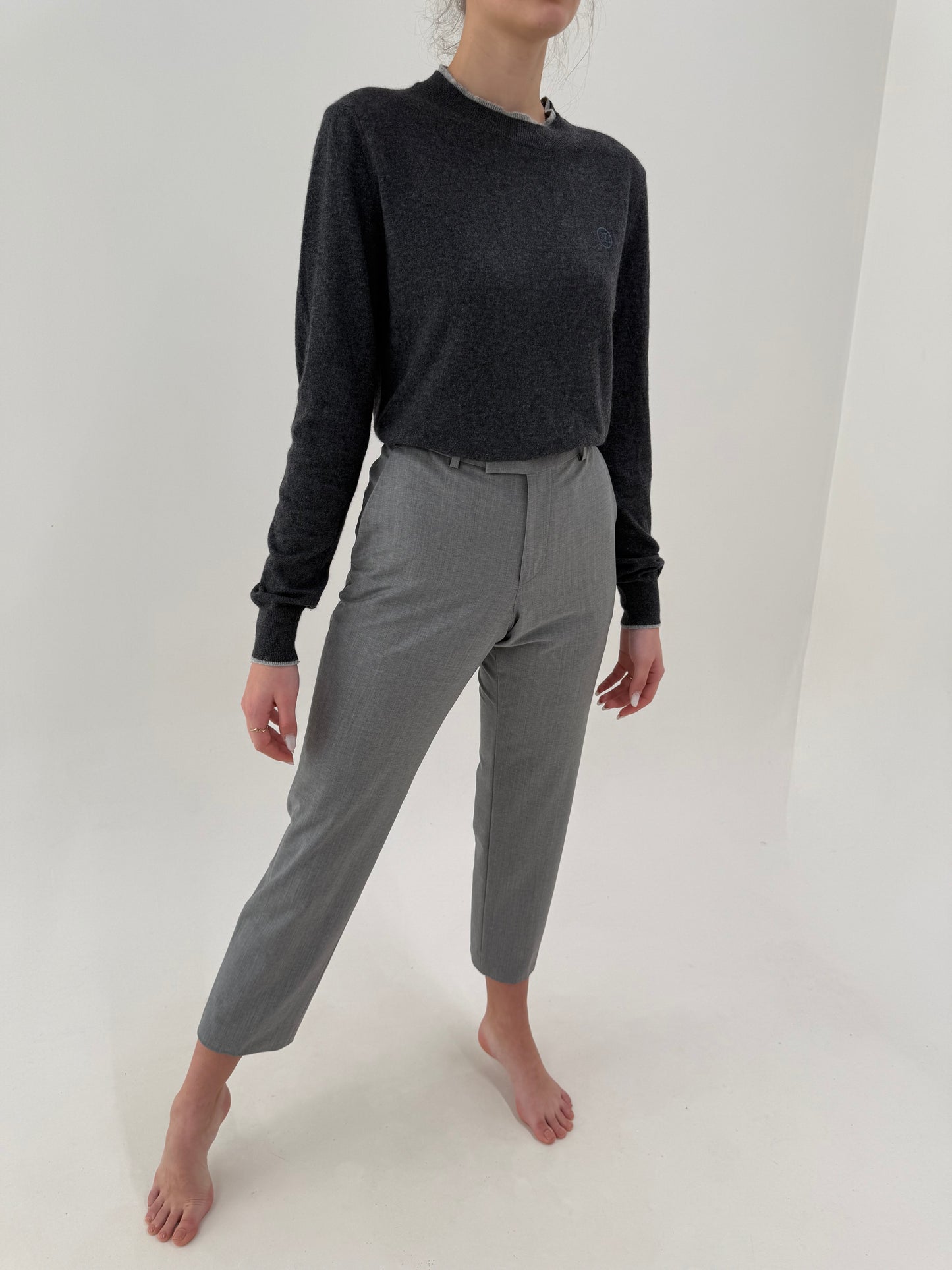 Pantaloni business Hugo Boss din stofita subțire de primăvară silver gray