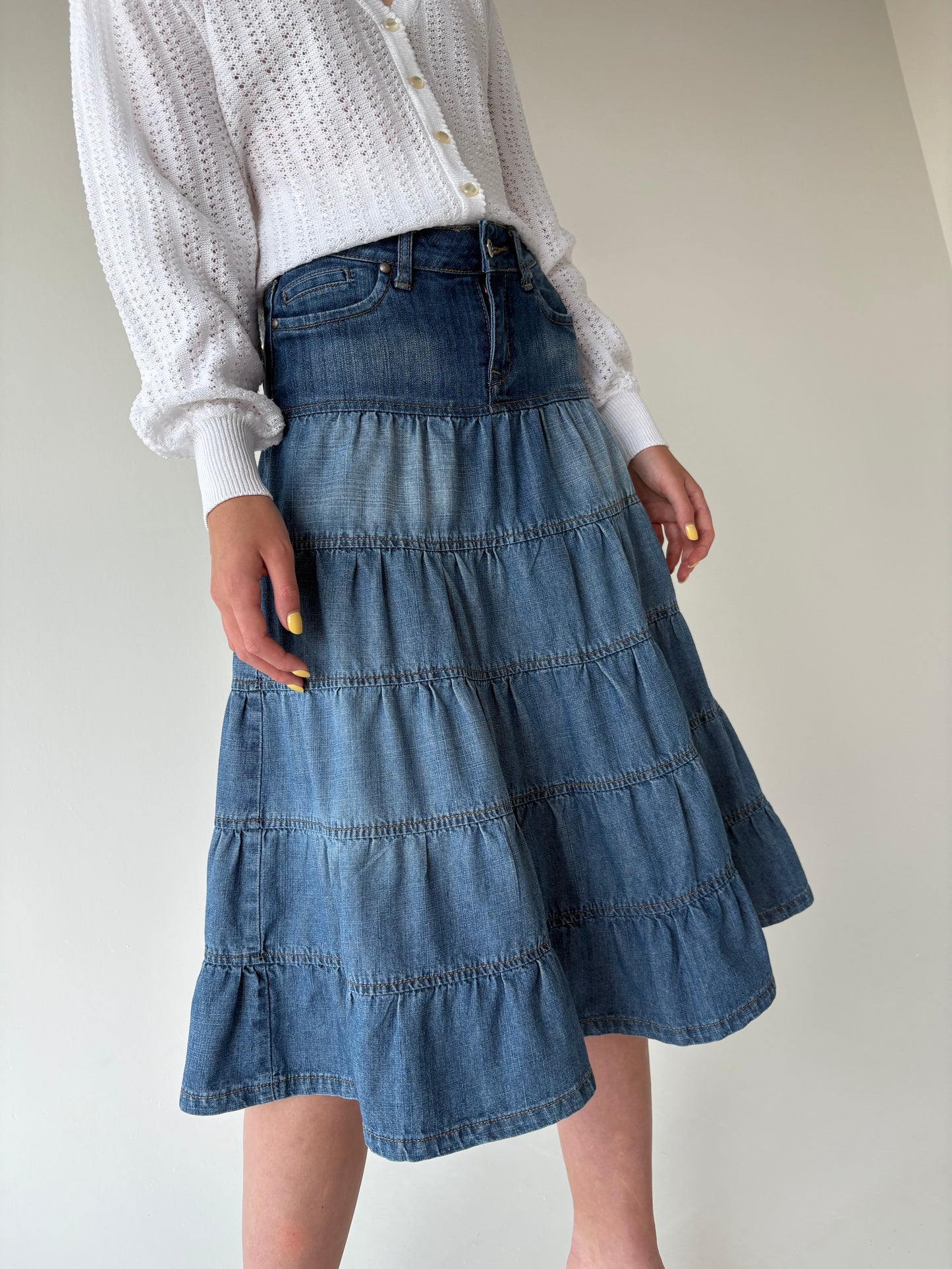 Fustă vintage din jeans in croi super amplu